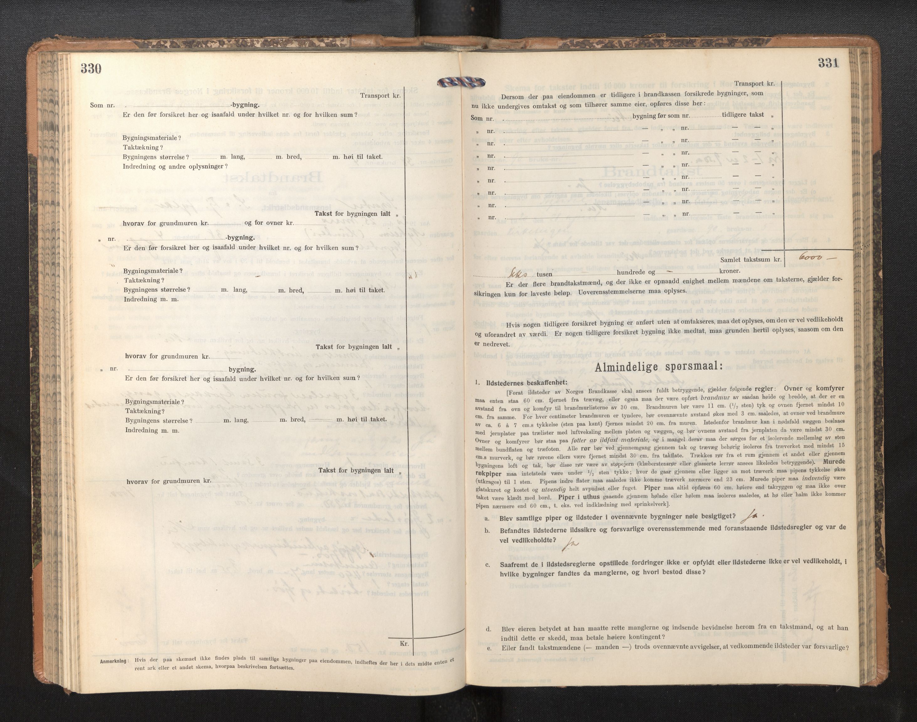 Lensmannen i Sogndal, AV/SAB-A-29901/0012/L0011: Branntakstprotokoll, skjematakst, 1914-1922, p. 330-331