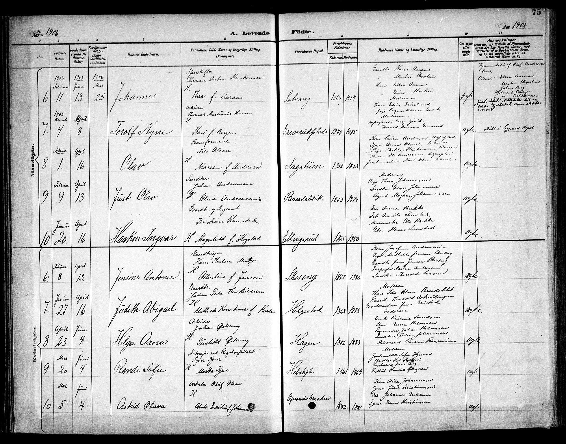 Kråkstad prestekontor Kirkebøker, SAO/A-10125a/F/Fb/L0002: Parish register (official) no. II 2, 1893-1917, p. 75