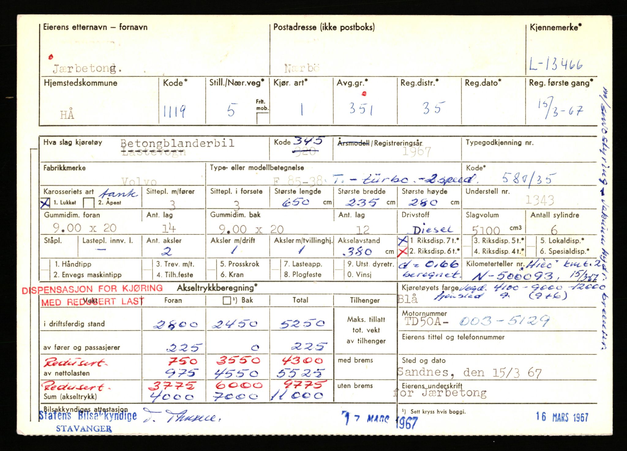 Stavanger trafikkstasjon, AV/SAST-A-101942/0/F/L0024: L-13000 - L-13499, 1930-1971, p. 1983