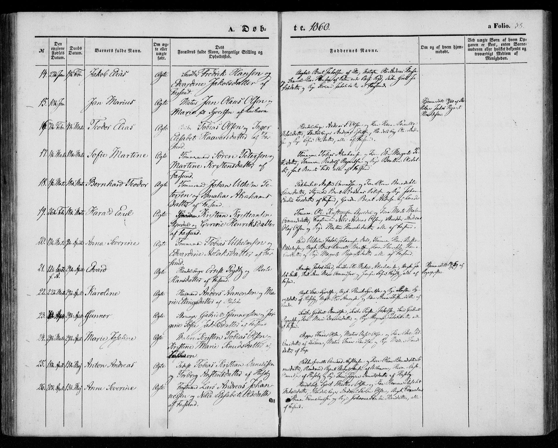 Farsund sokneprestkontor, AV/SAK-1111-0009/F/Fa/L0004: Parish register (official) no. A 4, 1847-1863, p. 58