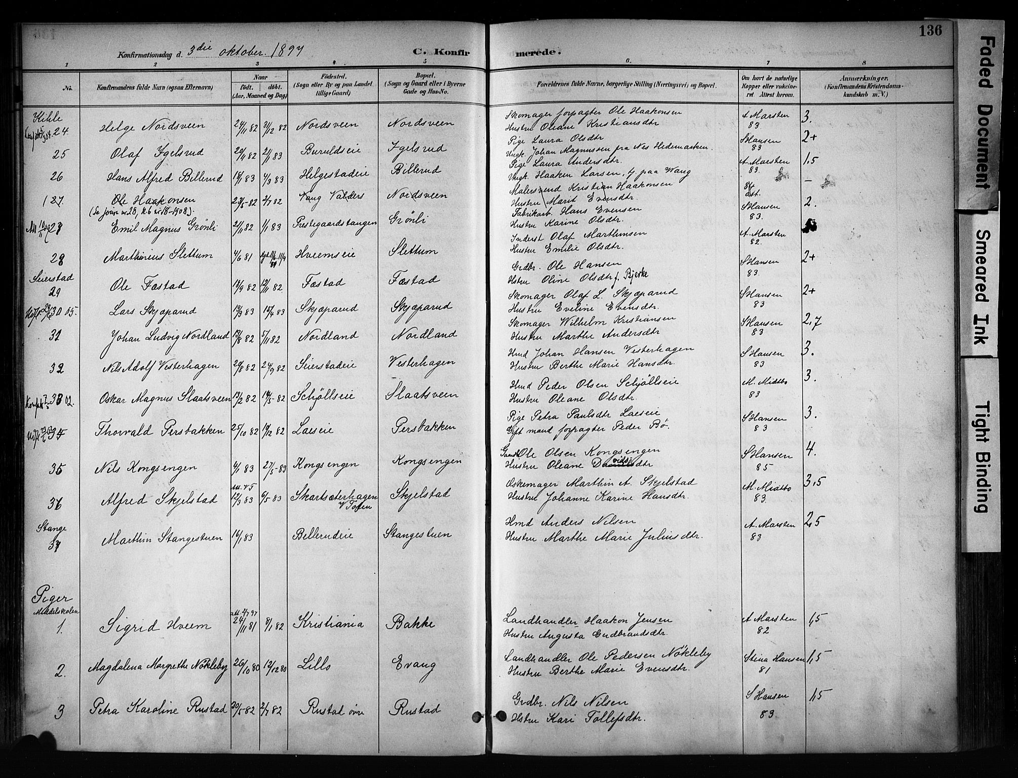 Østre Toten prestekontor, AV/SAH-PREST-104/H/Ha/Haa/L0008: Parish register (official) no. 8, 1897-1909, p. 136