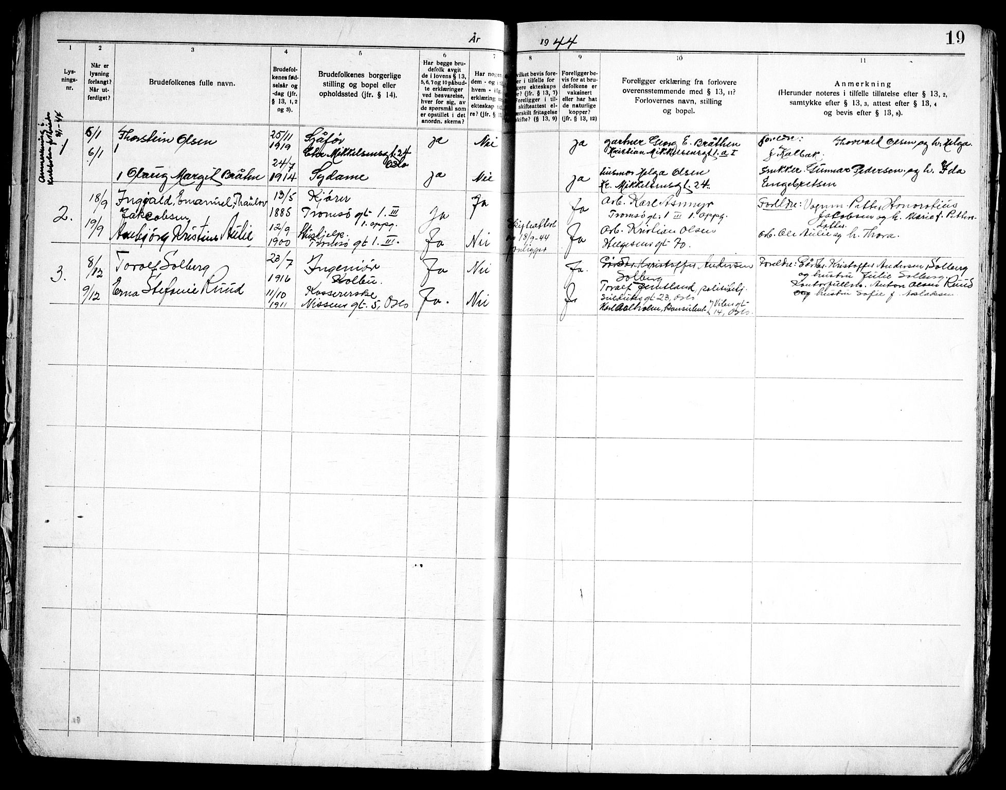 Petrus prestekontor Kirkebøker, SAO/A-10872/H/Ha/L0004: Banns register no. 4, 1941-1950, p. 19