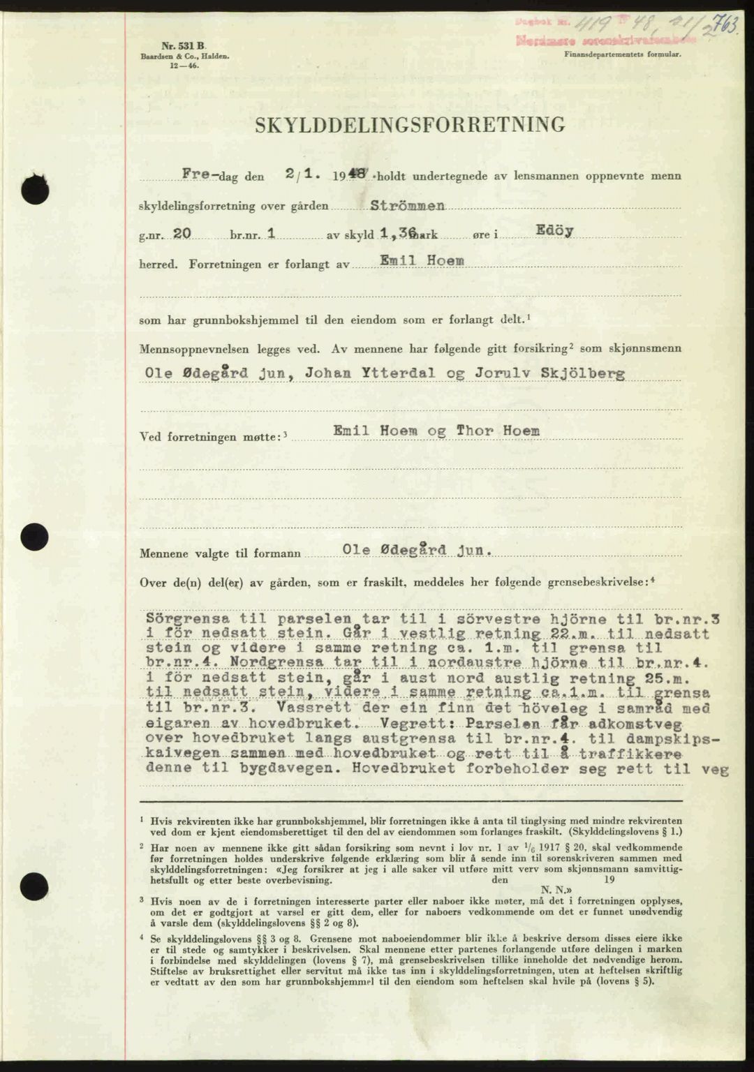 Nordmøre sorenskriveri, AV/SAT-A-4132/1/2/2Ca: Mortgage book no. A107, 1947-1948, Diary no: : 419/1948