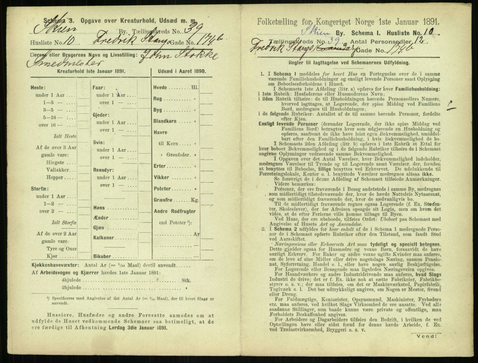 RA, 1891 census for 0806 Skien, 1891, p. 1430