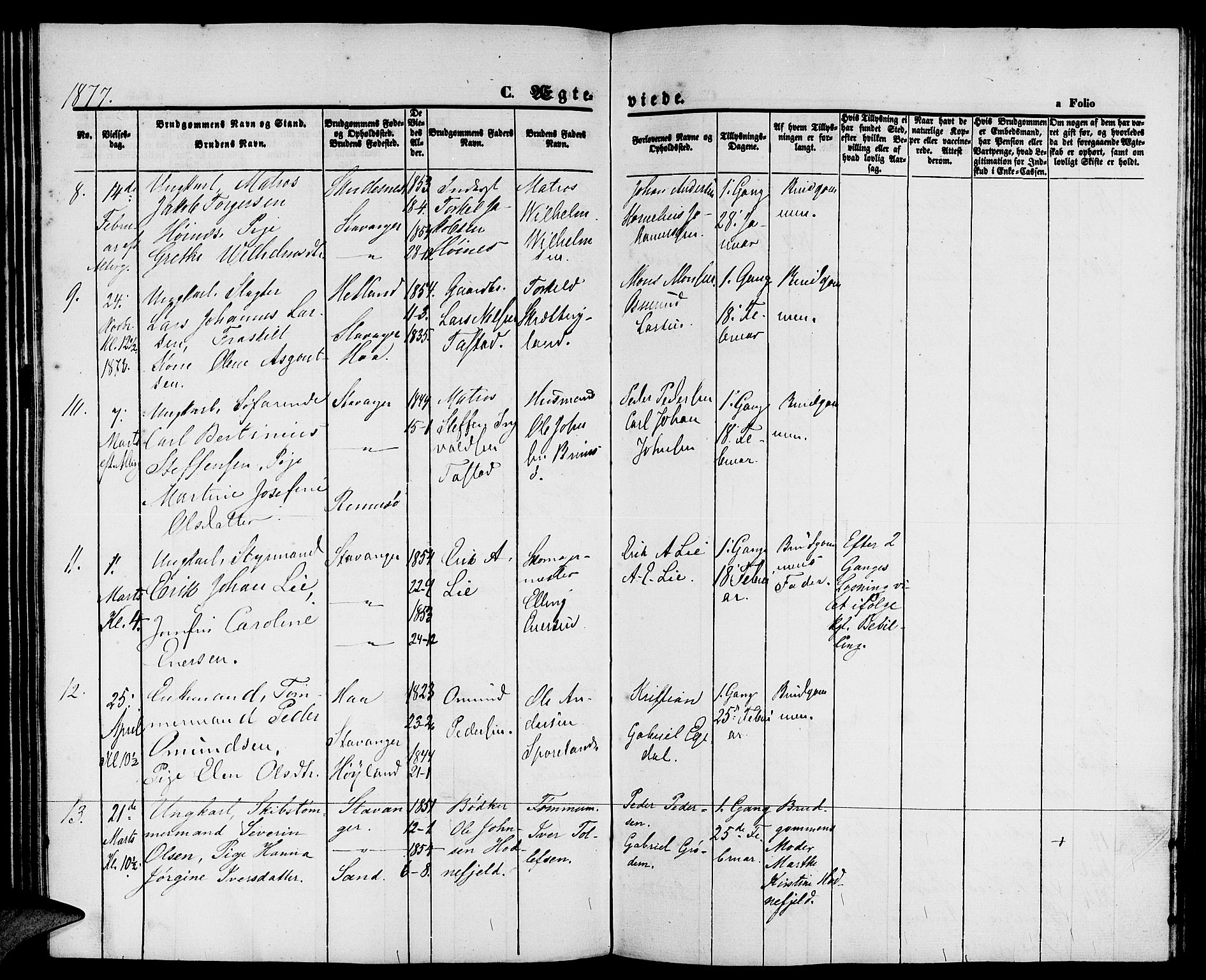 St. Petri sokneprestkontor, AV/SAST-A-101813/001/30/30BB/L0003: Parish register (copy) no. B 3, 1873-1885