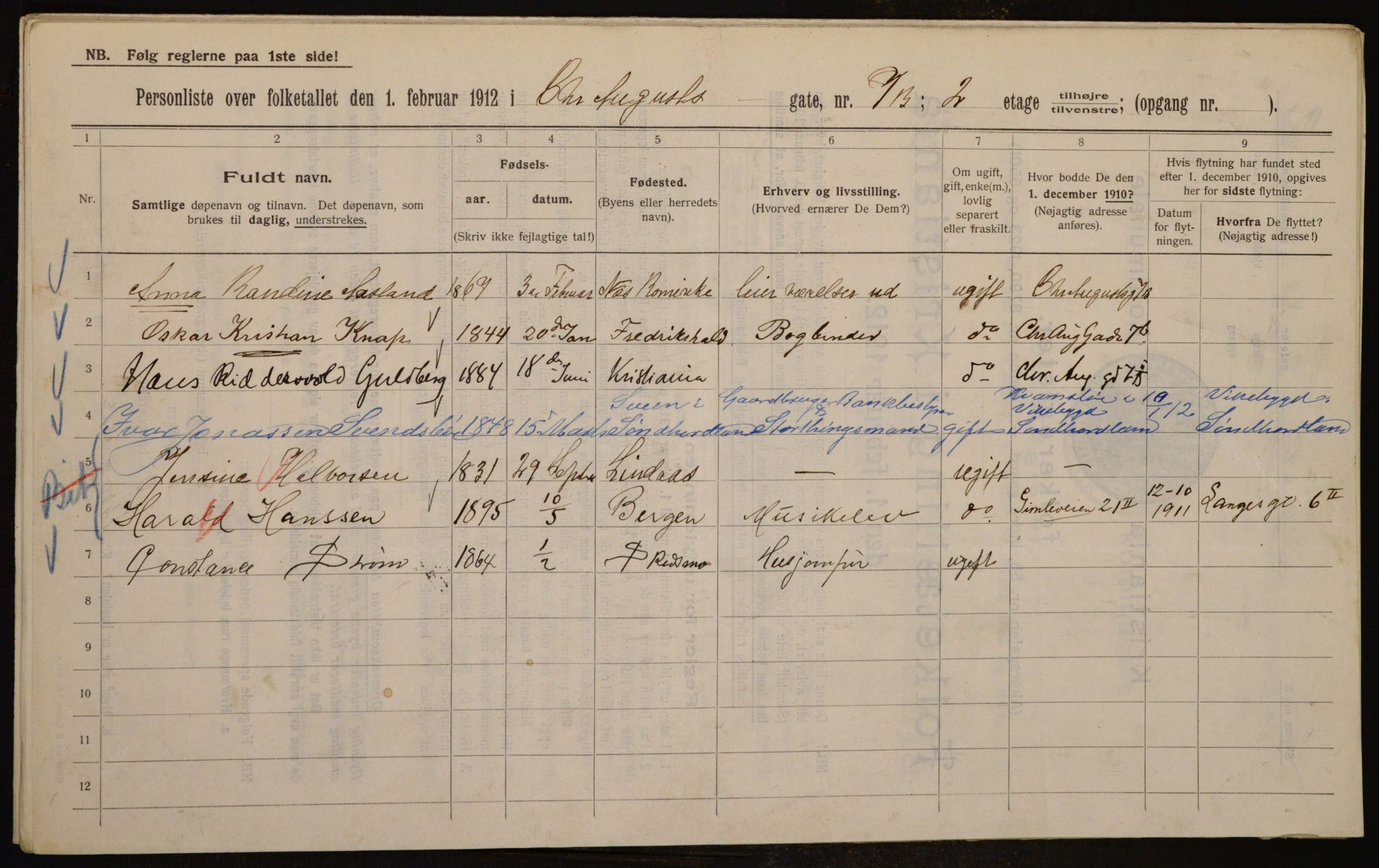 OBA, Municipal Census 1912 for Kristiania, 1912, p. 54242