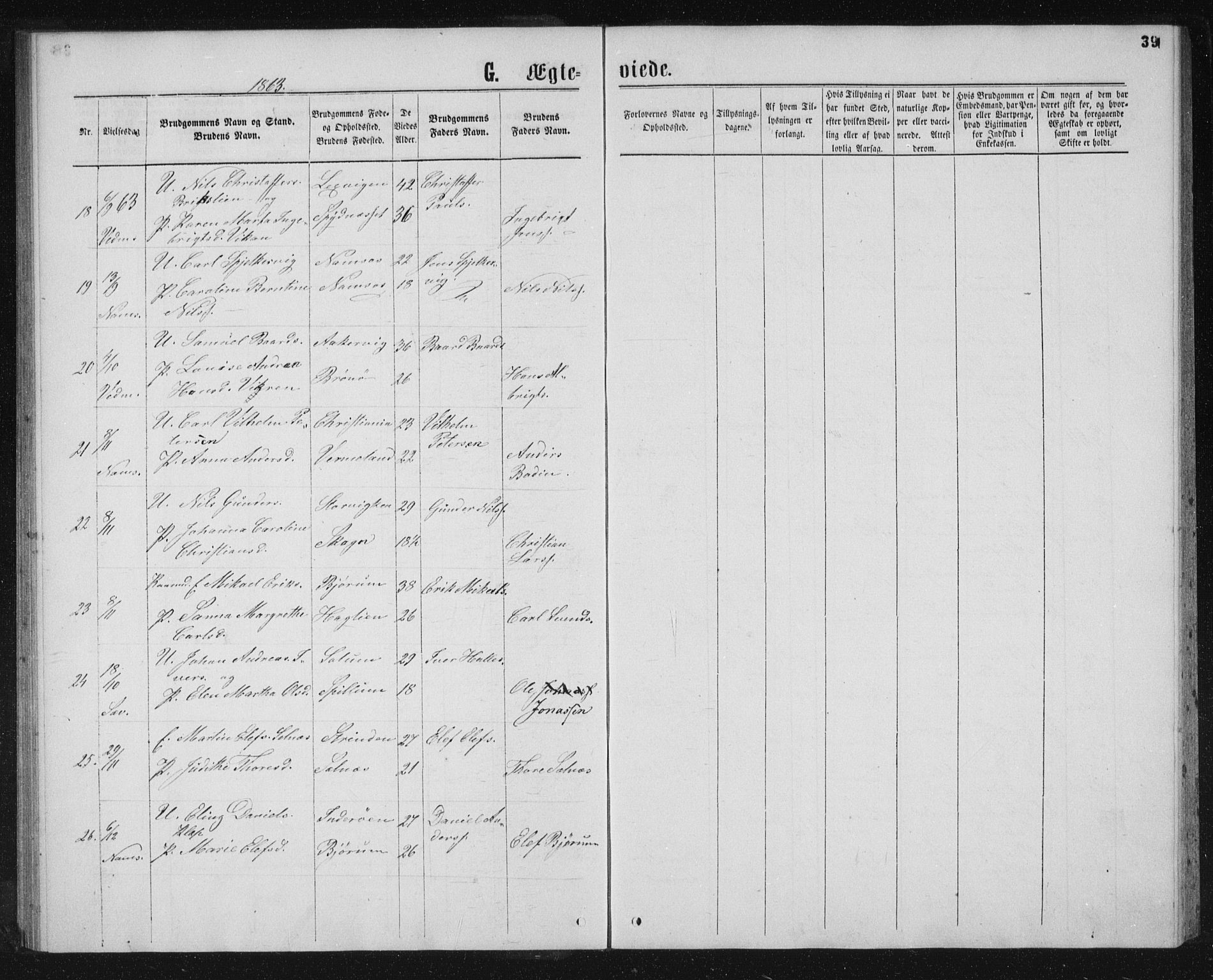 Ministerialprotokoller, klokkerbøker og fødselsregistre - Nord-Trøndelag, AV/SAT-A-1458/768/L0568: Parish register (official) no. 768A03, 1836-1865, p. 39