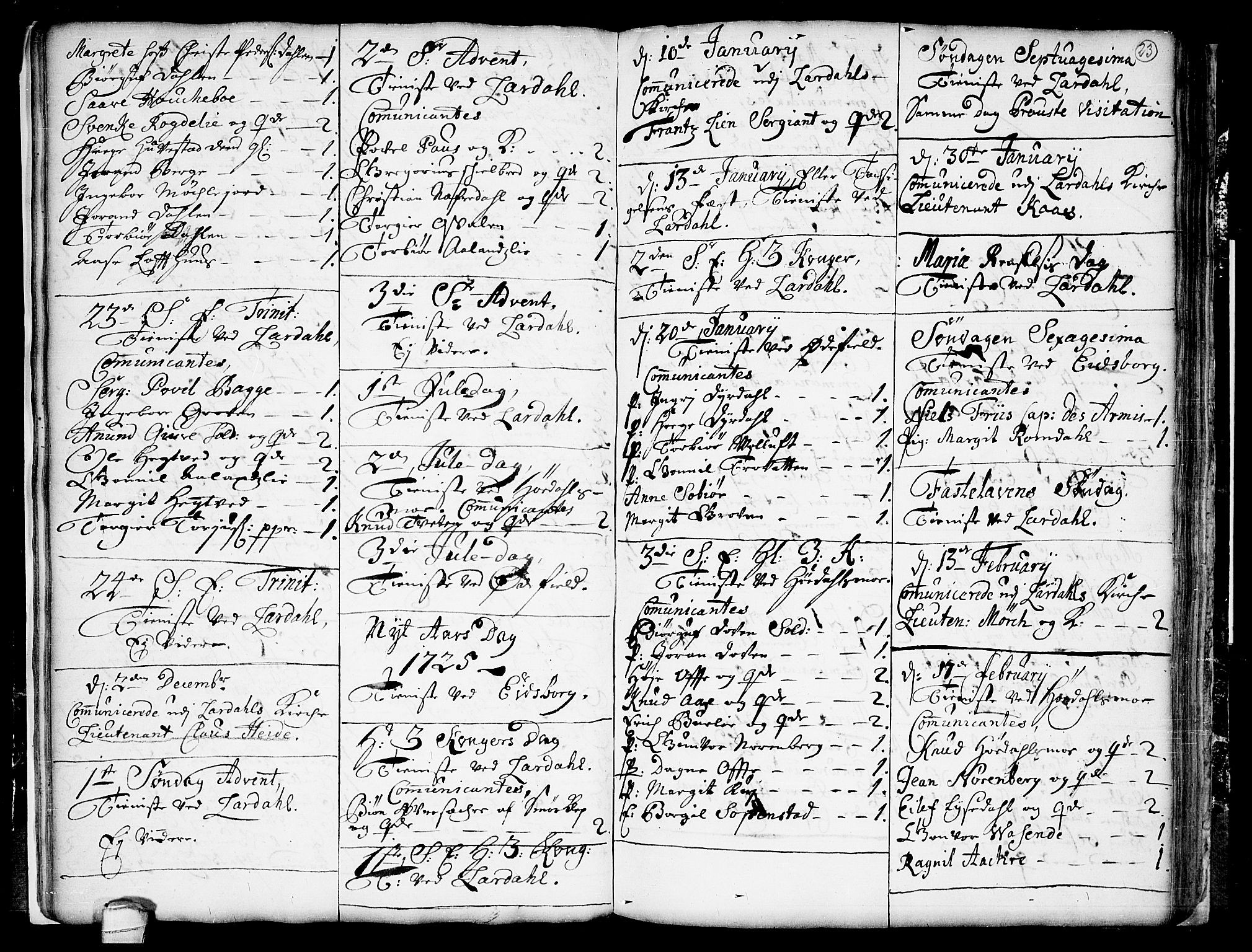 Lårdal kirkebøker, SAKO/A-284/F/Fa/L0001: Parish register (official) no. I 1, 1721-1734, p. 23