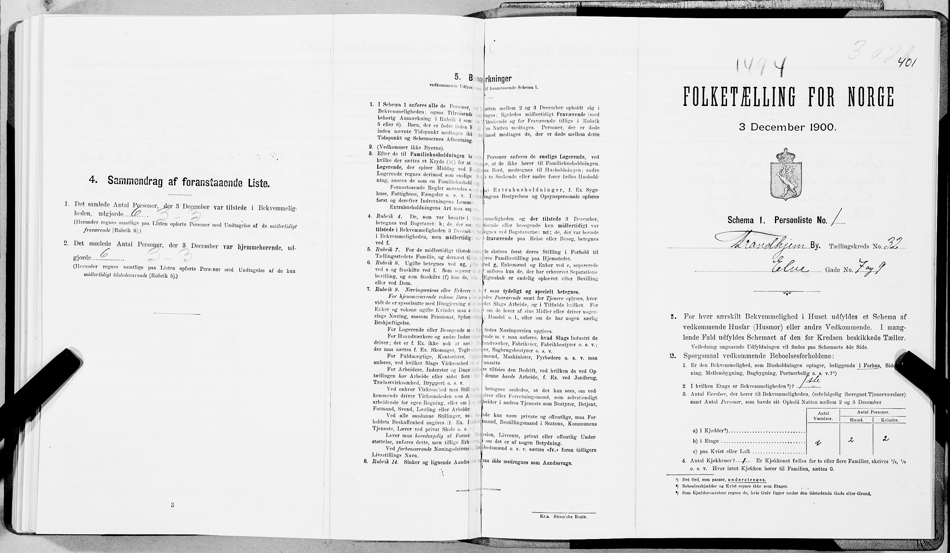 SAT, 1900 census for Trondheim, 1900, p. 5300