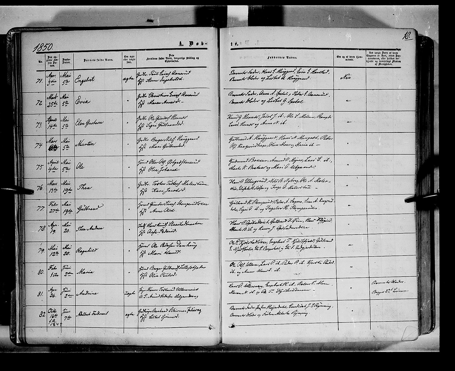 Sør-Odal prestekontor, AV/SAH-PREST-030/H/Ha/Haa/L0001: Parish register (official) no. 1, 1849-1859, p. 18