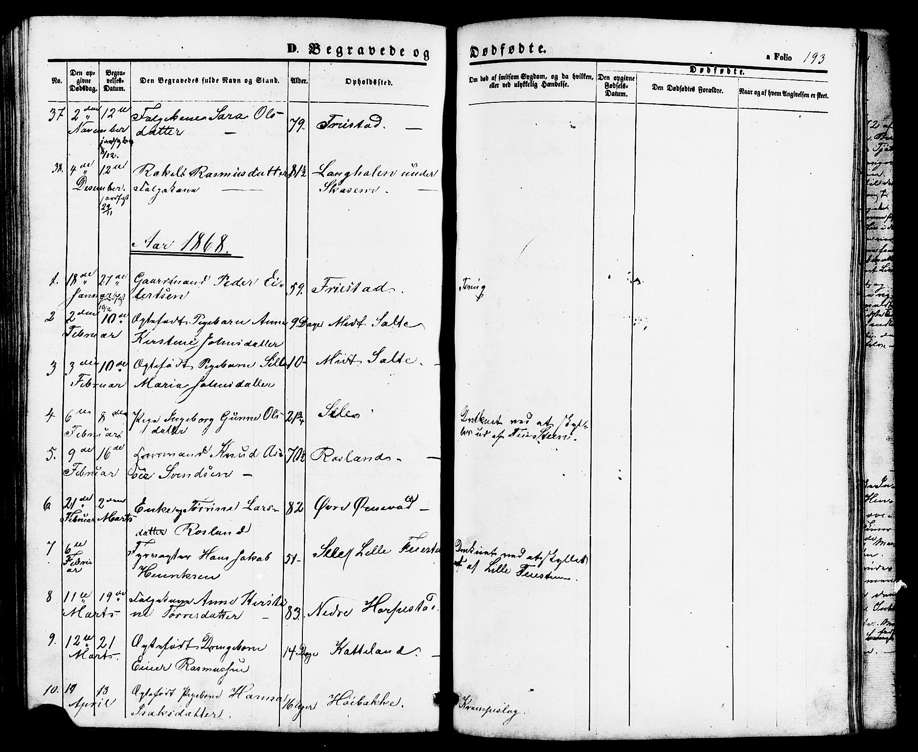 Klepp sokneprestkontor, SAST/A-101803/001/3/30BB/L0002: Parish register (copy) no. B 2, 1860-1875, p. 193