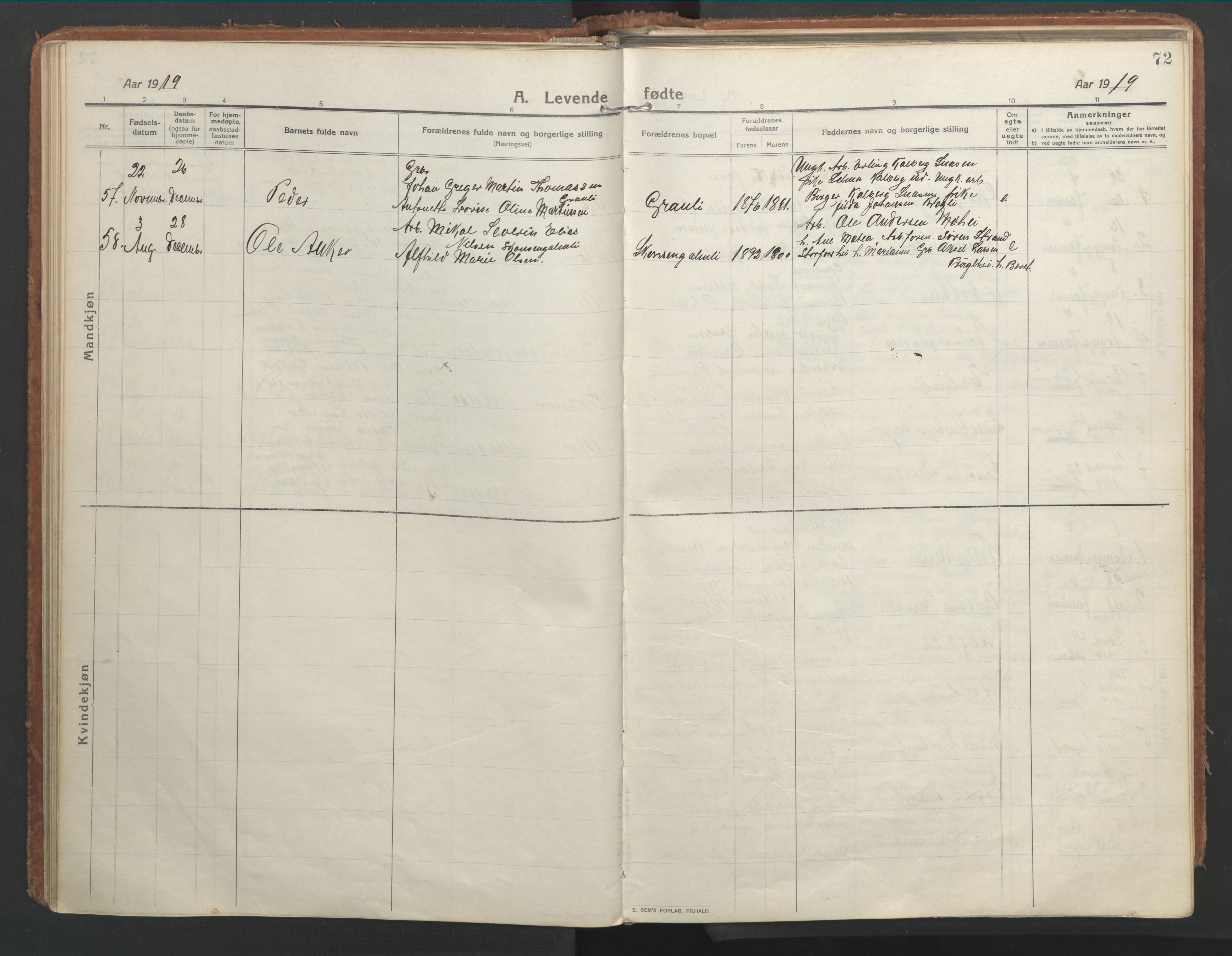 Ministerialprotokoller, klokkerbøker og fødselsregistre - Nordland, SAT/A-1459/827/L0404: Parish register (official) no. 827A16, 1912-1925, p. 72