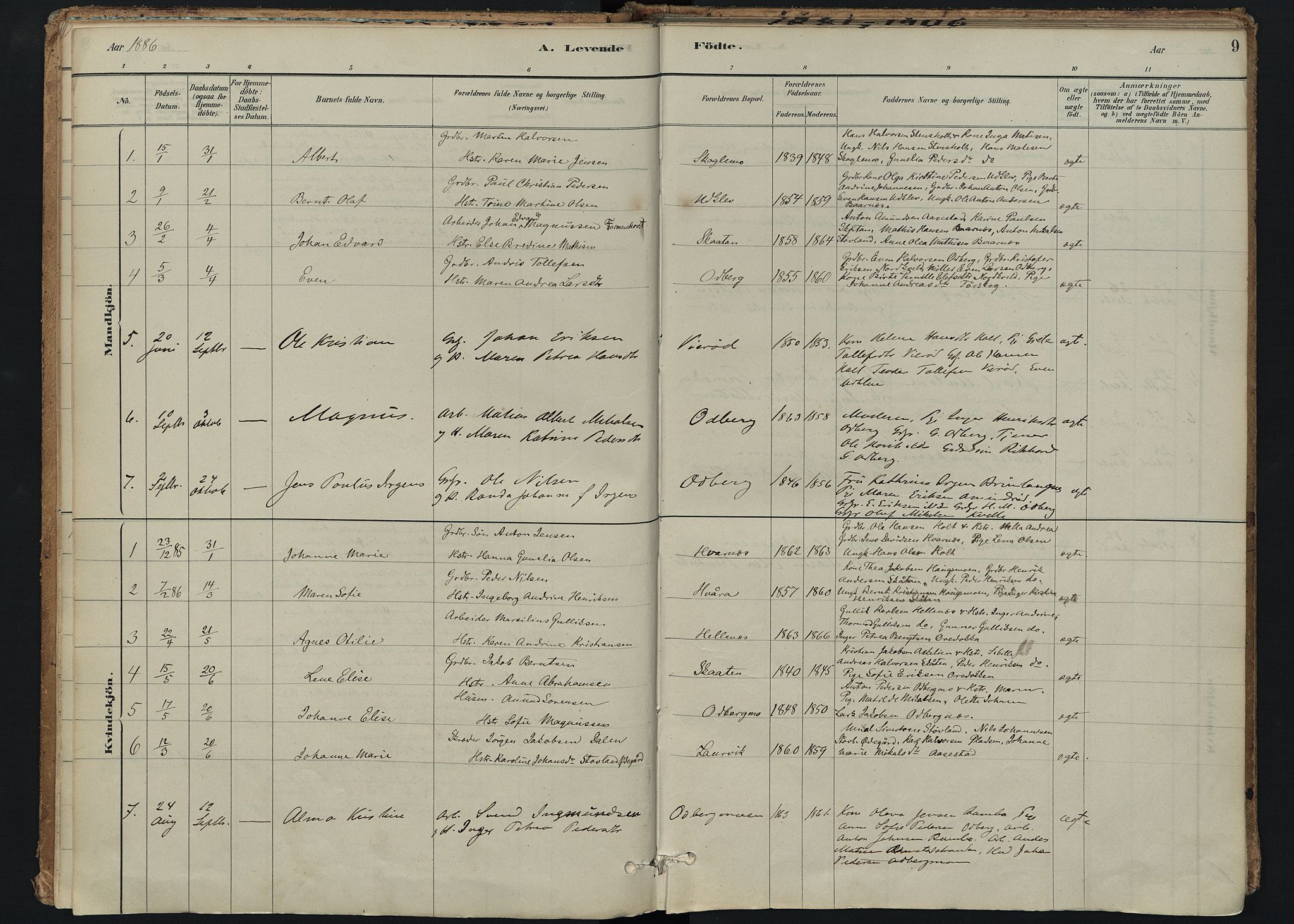 Hedrum kirkebøker, SAKO/A-344/F/Fc/L0001: Parish register (official) no. III 1, 1881-1906, p. 9