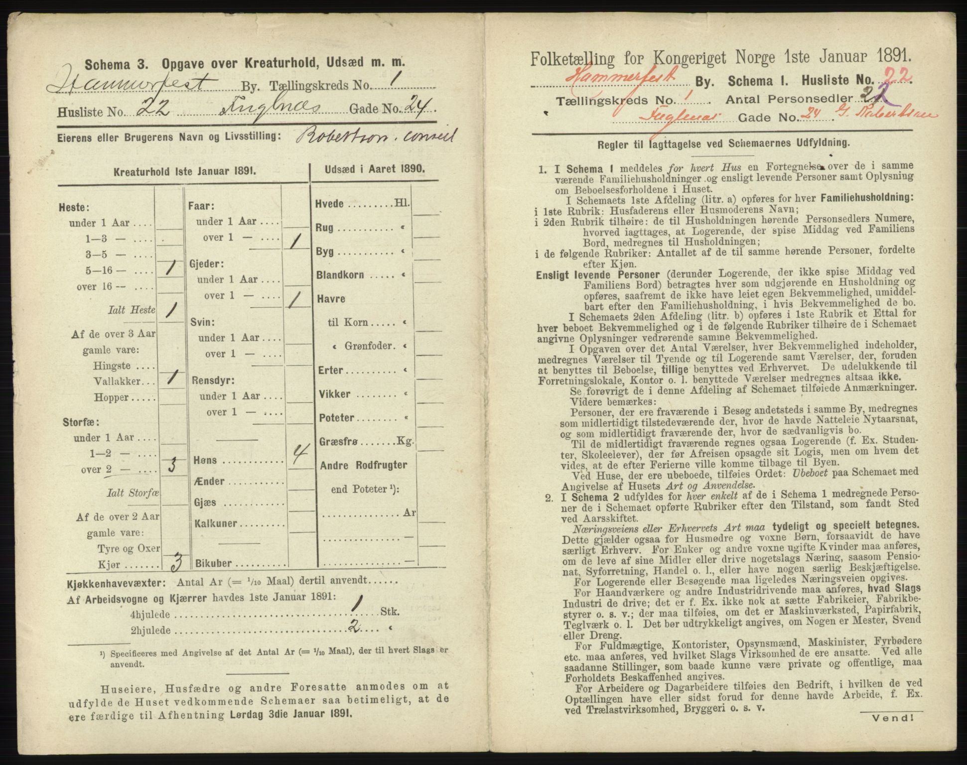 RA, 1891 census for 2001 Hammerfest, 1891, p. 62