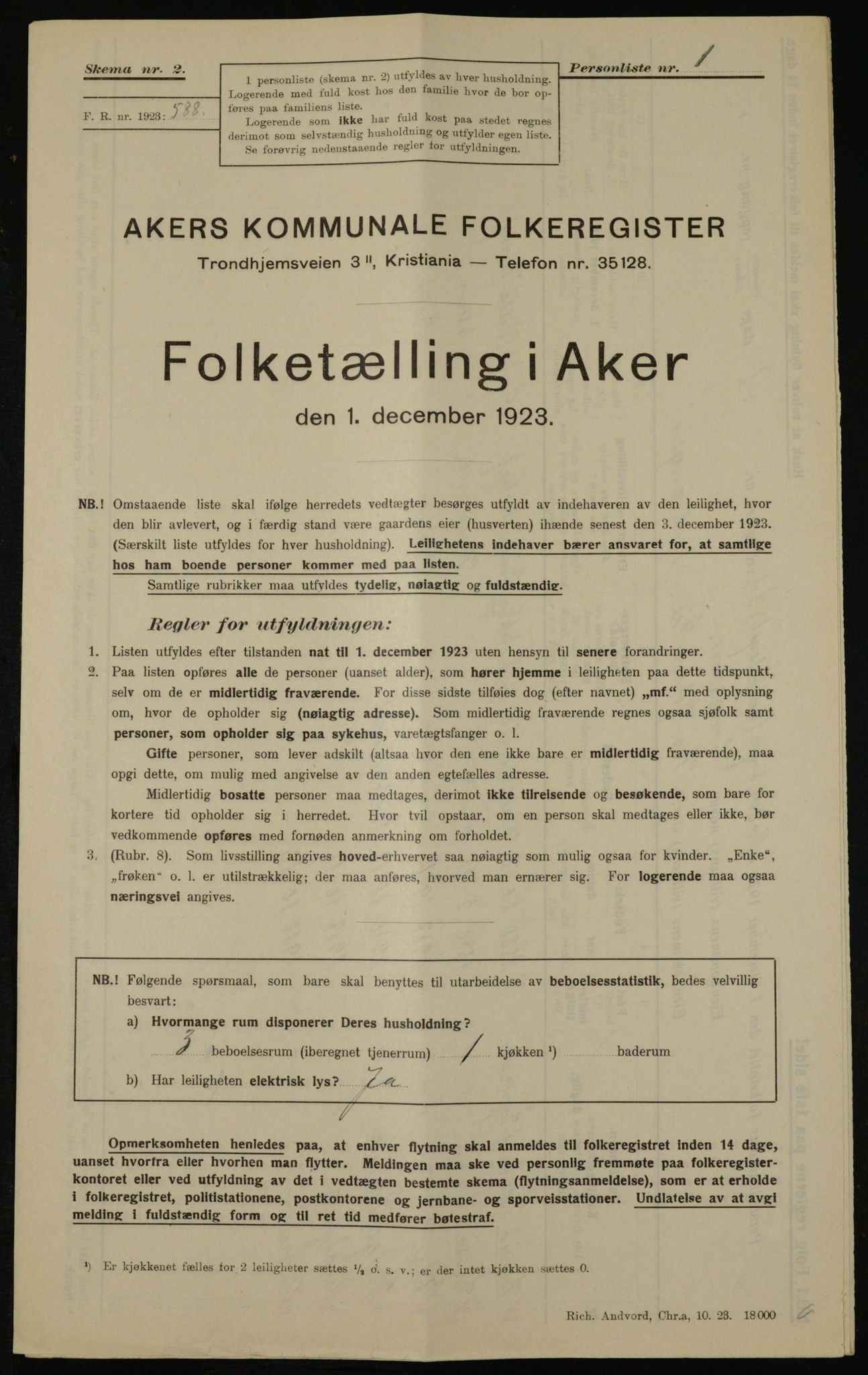 , Municipal Census 1923 for Aker, 1923, p. 40195