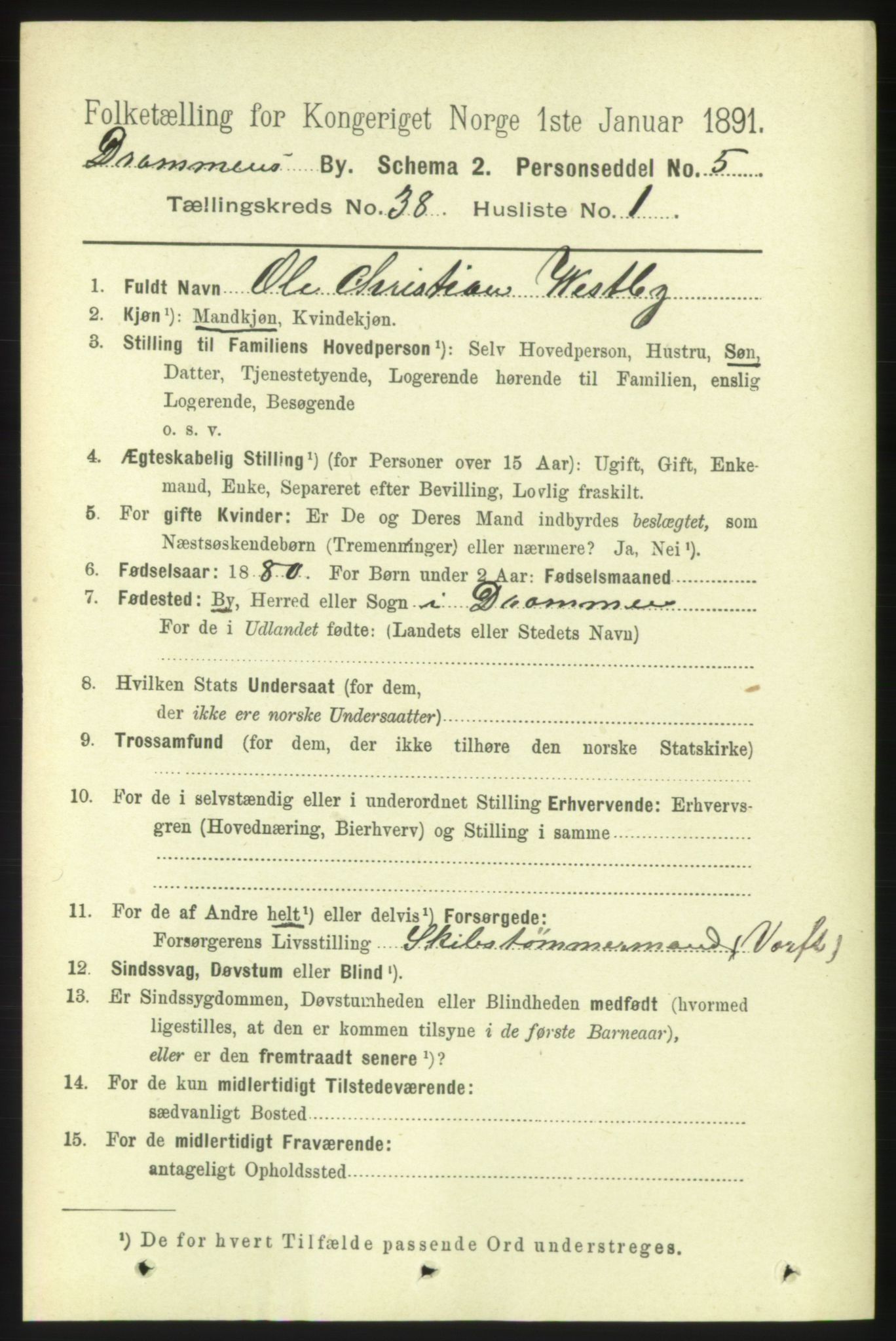 RA, 1891 census for 0602 Drammen, 1891, p. 22940