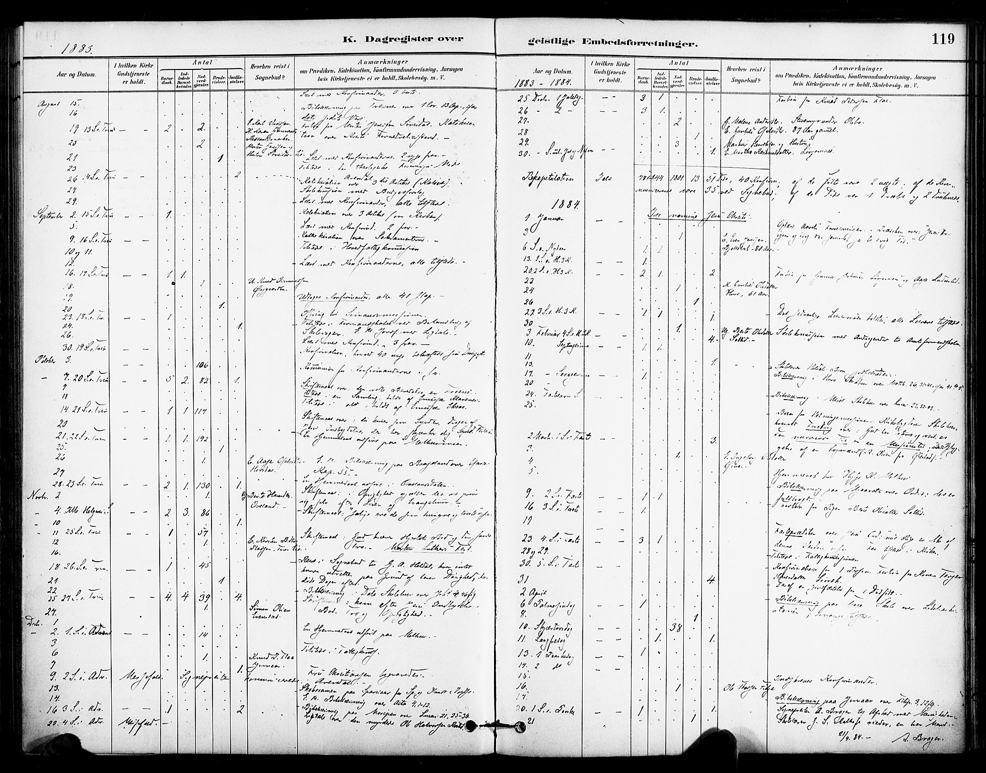 Froland sokneprestkontor, SAK/1111-0013/F/Fa/L0004: Parish register (official) no. A 4, 1882-1906, p. 119