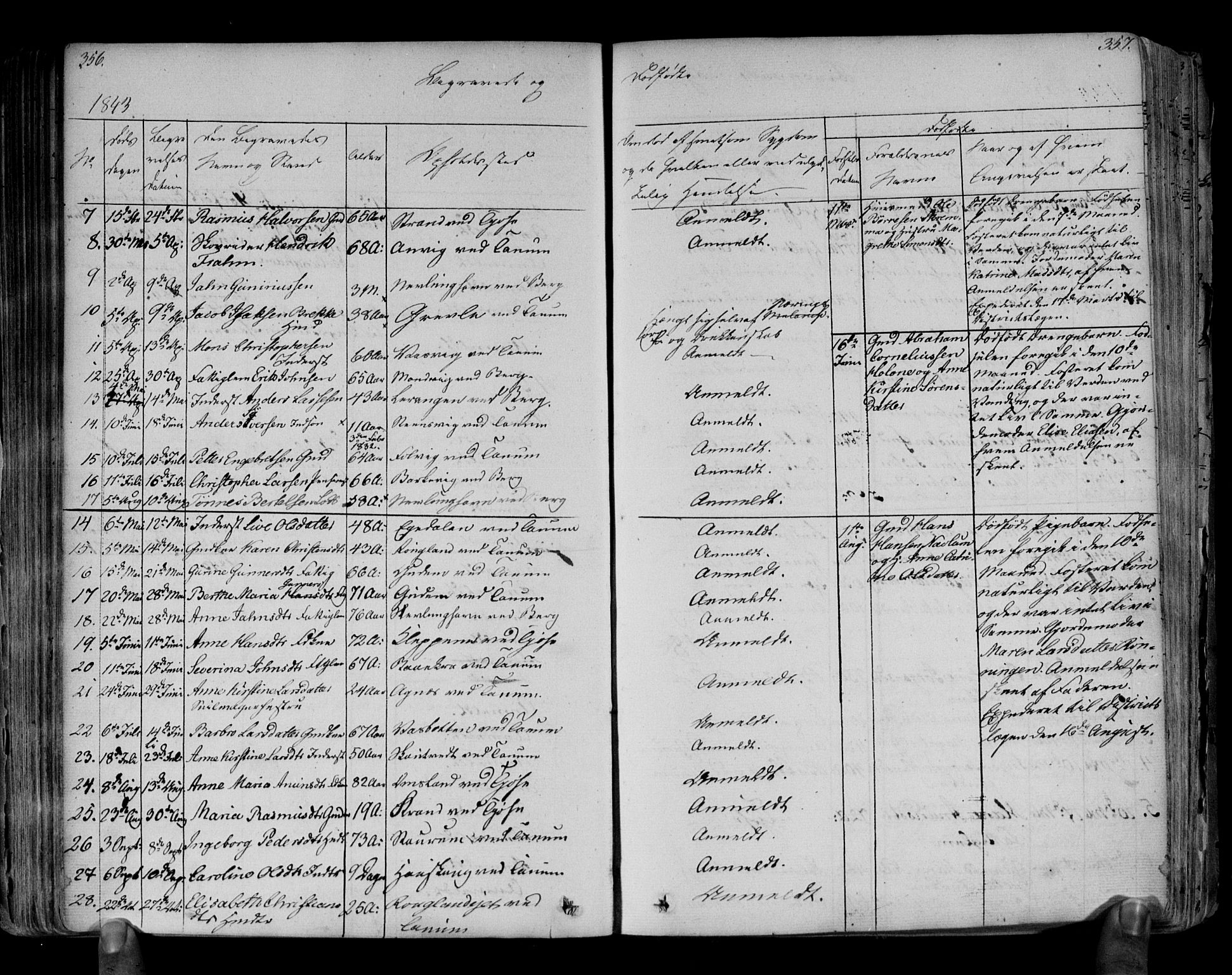 Brunlanes kirkebøker, AV/SAKO-A-342/F/Fa/L0003: Parish register (official) no. I 3, 1834-1845, p. 356-357