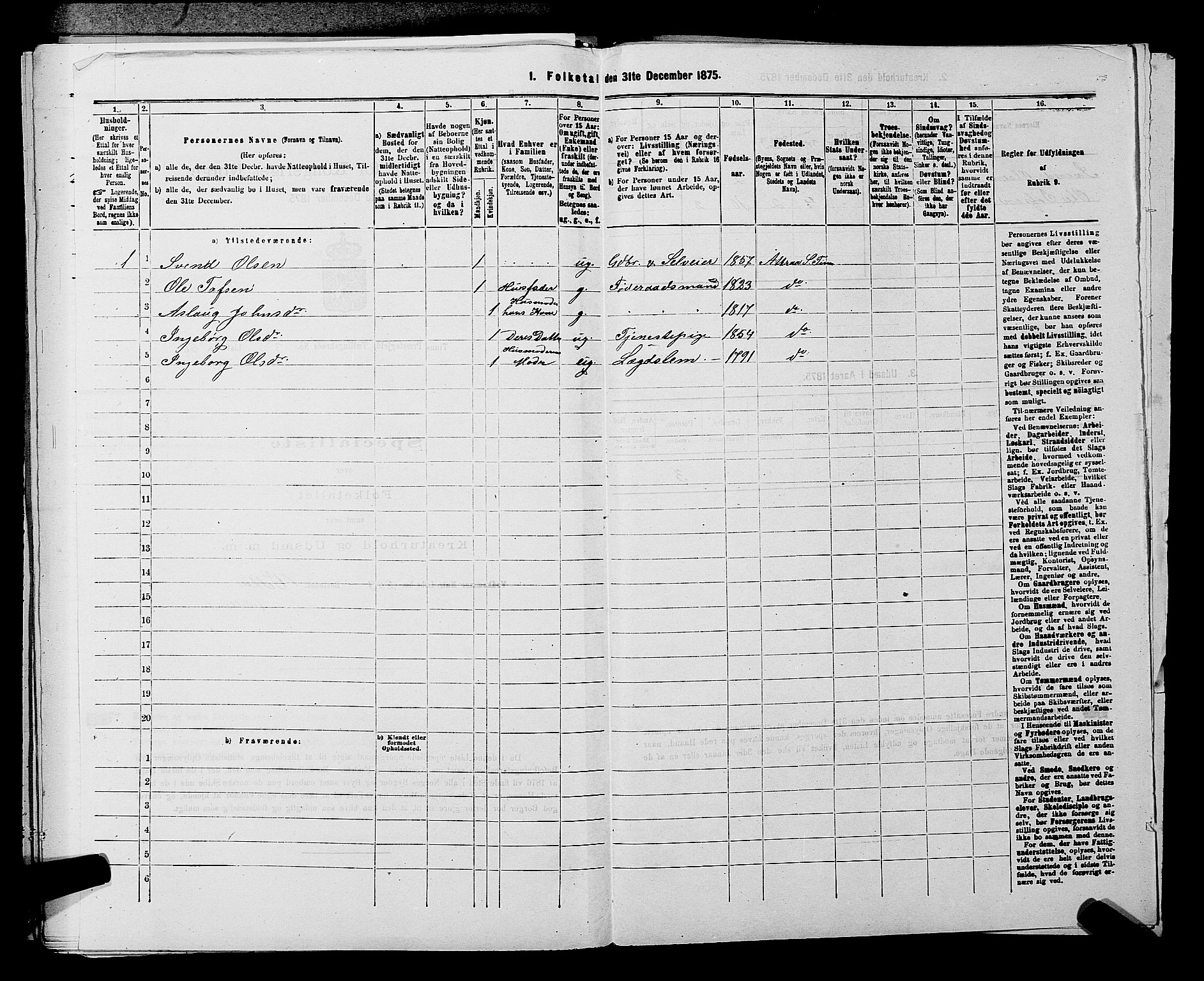 SAKO, 1875 census for 0826P Tinn, 1875, p. 453