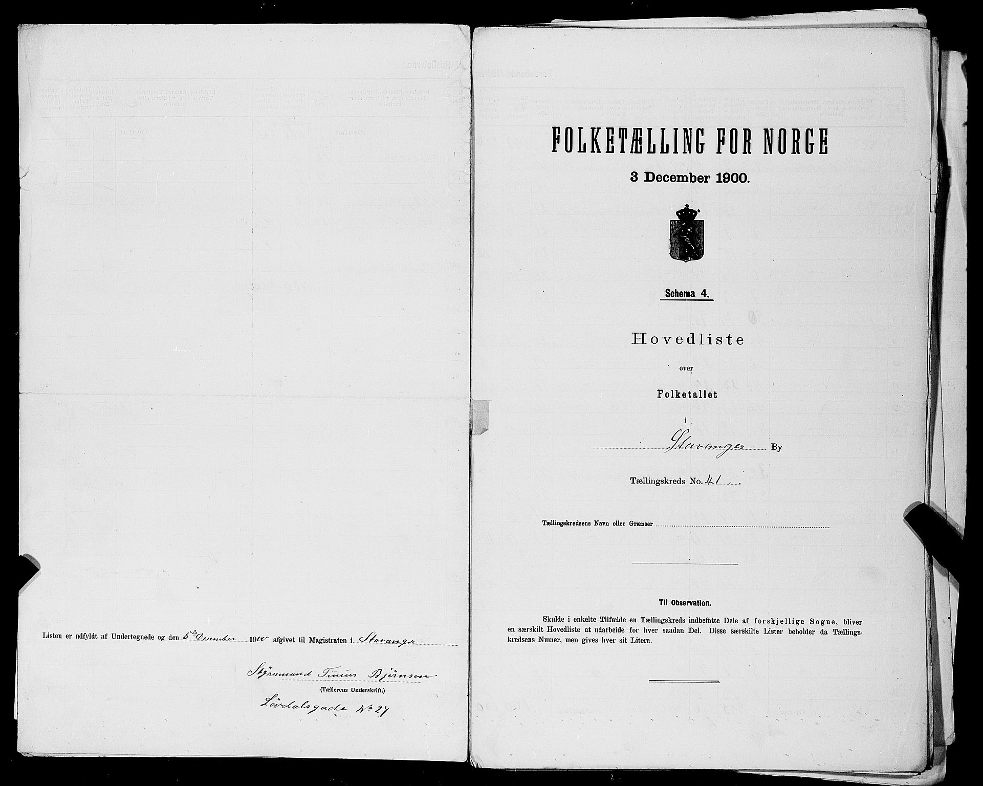 SAST, 1900 census for Stavanger, 1900, p. 208