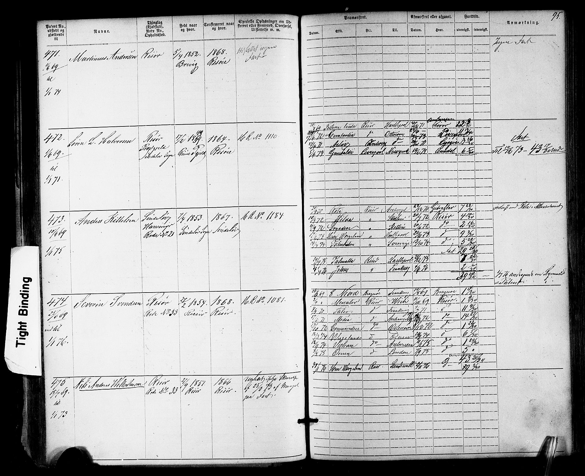 Risør mønstringskrets, AV/SAK-2031-0010/F/Fa/L0003: Annotasjonsrulle nr 1-1913 med register, T-7, 1863-1899, p. 31