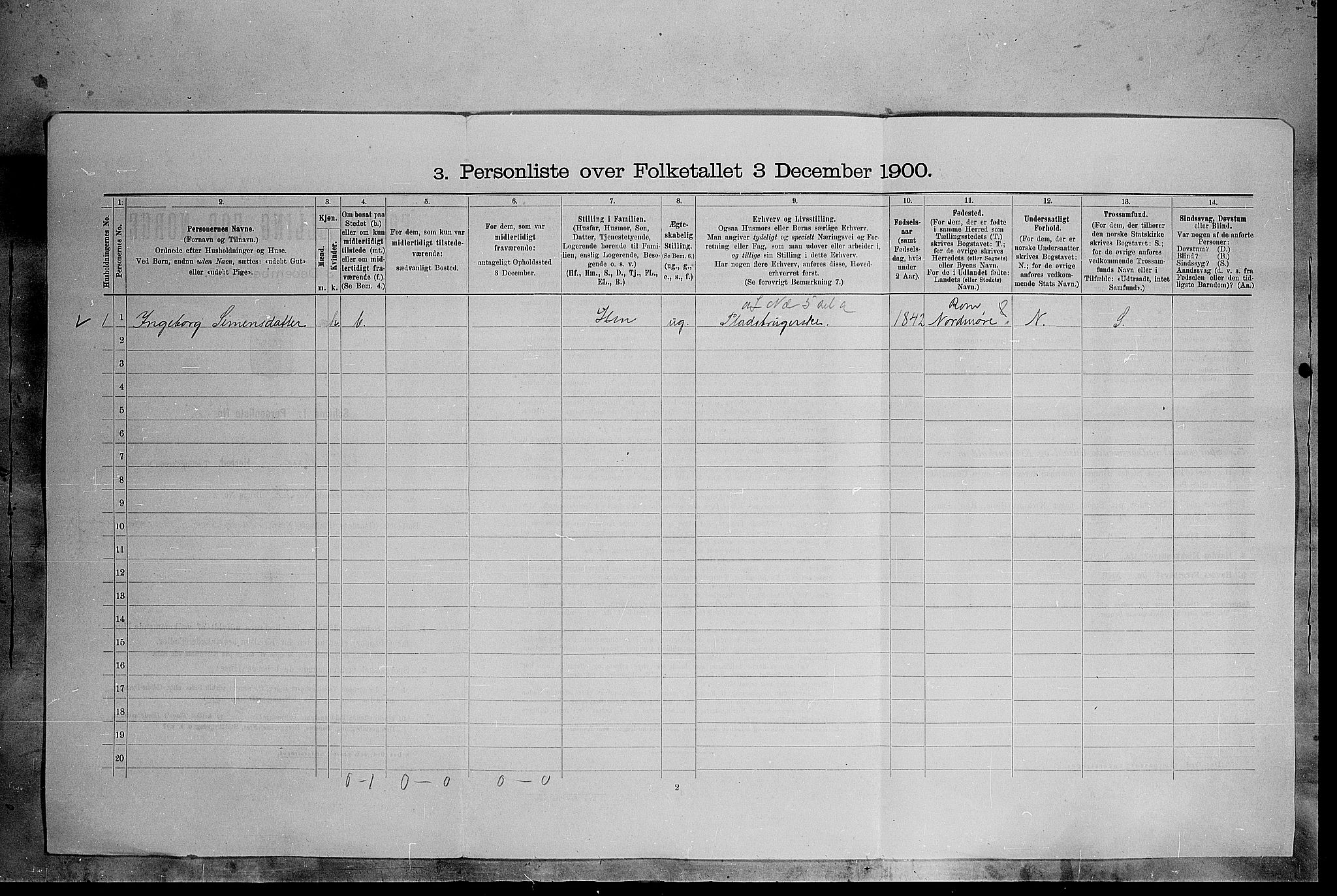 SAH, 1900 census for Kvikne, 1900, p. 40