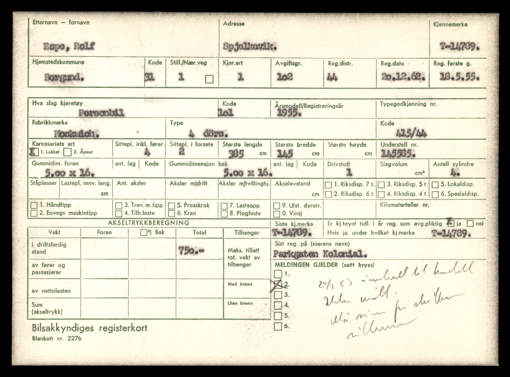 Møre og Romsdal vegkontor - Ålesund trafikkstasjon, AV/SAT-A-4099/F/Fe/L0048: Registreringskort for kjøretøy T 14721 - T 14863, 1927-1998, p. 1437