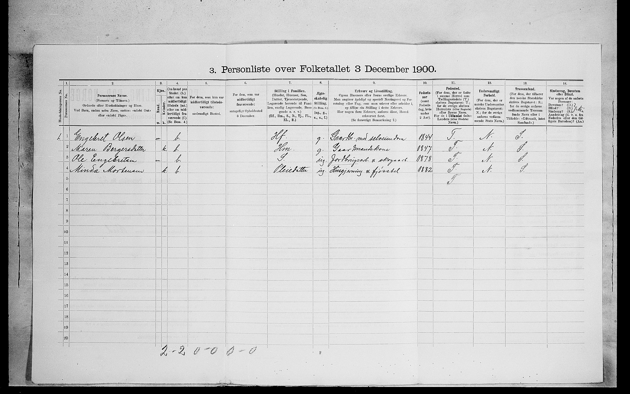 SAH, 1900 census for Eidskog, 1900, p. 300