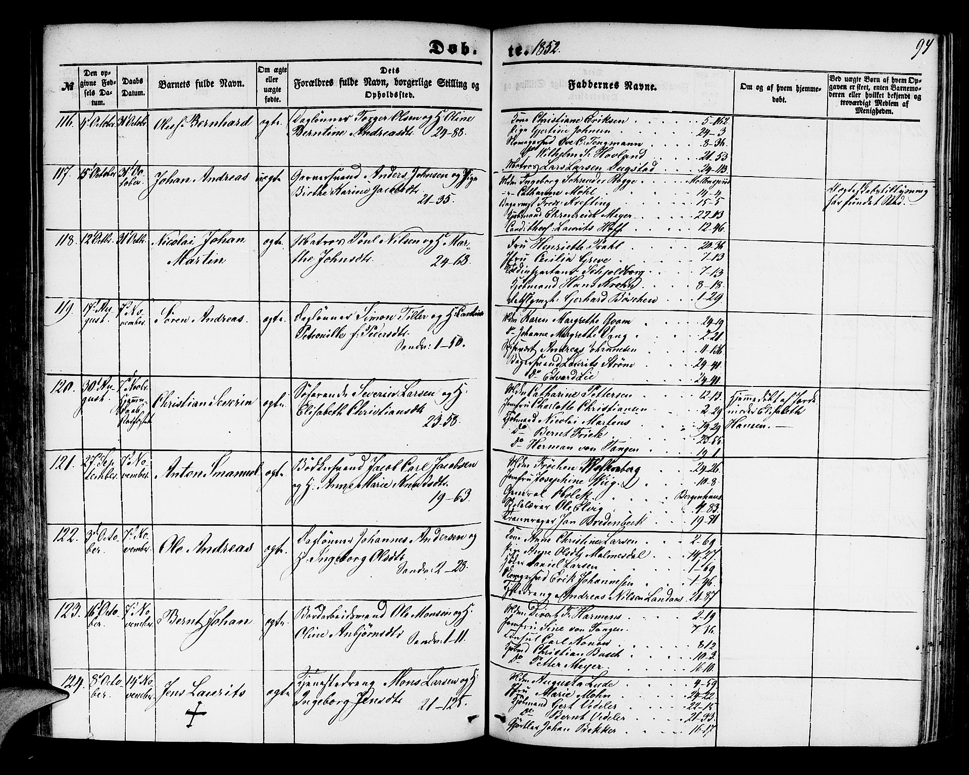 Korskirken sokneprestembete, AV/SAB-A-76101/H/Hab: Parish register (copy) no. B 2, 1847-1853, p. 94