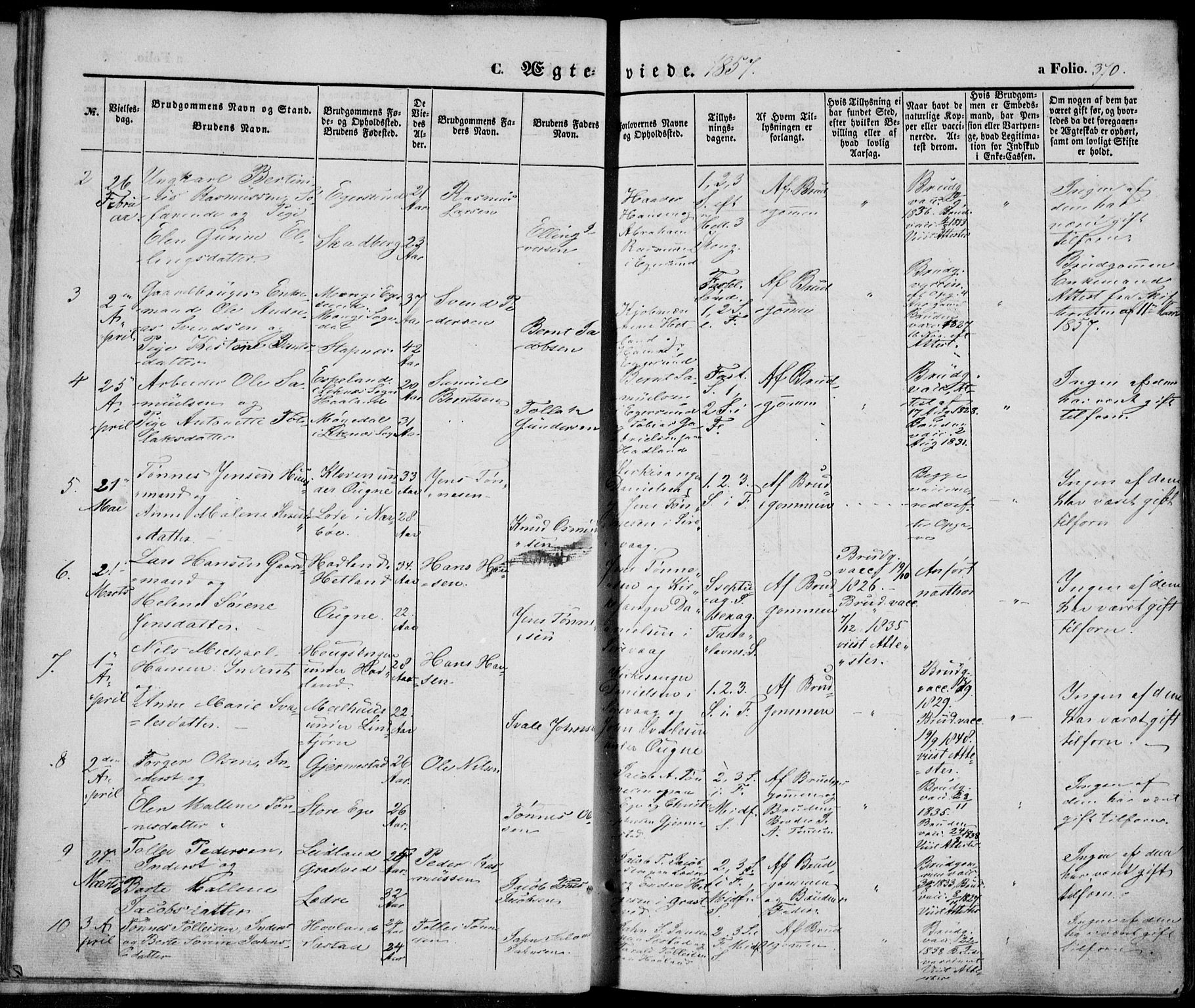 Eigersund sokneprestkontor, SAST/A-101807/S08/L0013: Parish register (official) no. A 12.2, 1850-1865, p. 370