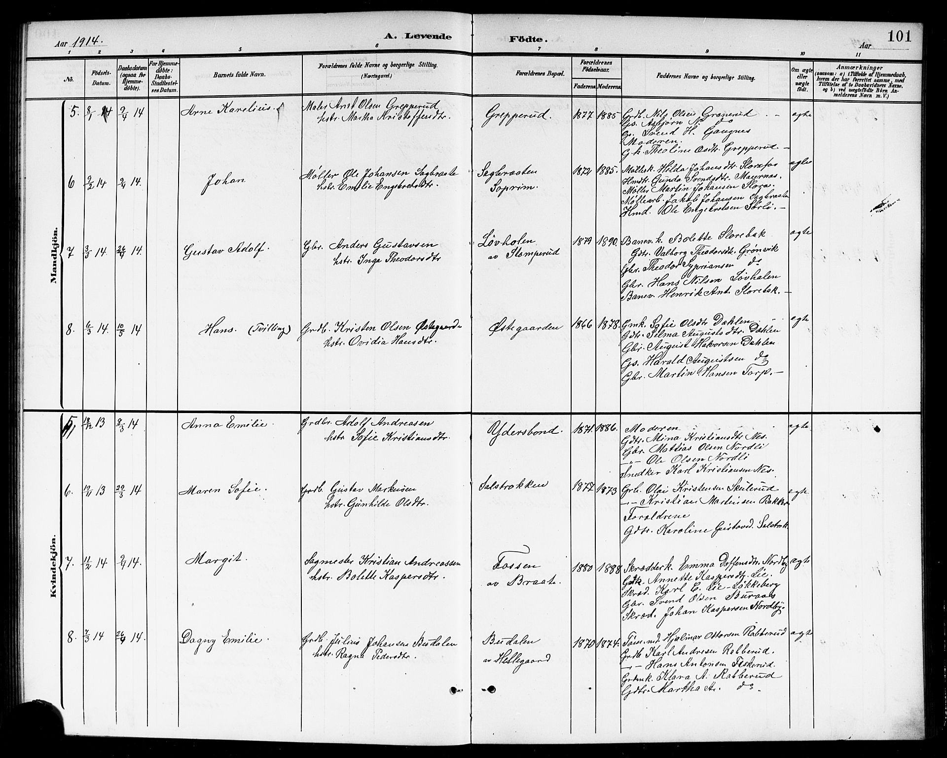 Høland prestekontor Kirkebøker, SAO/A-10346a/G/Gb/L0001: Parish register (copy) no. II 1, 1902-1919, p. 101