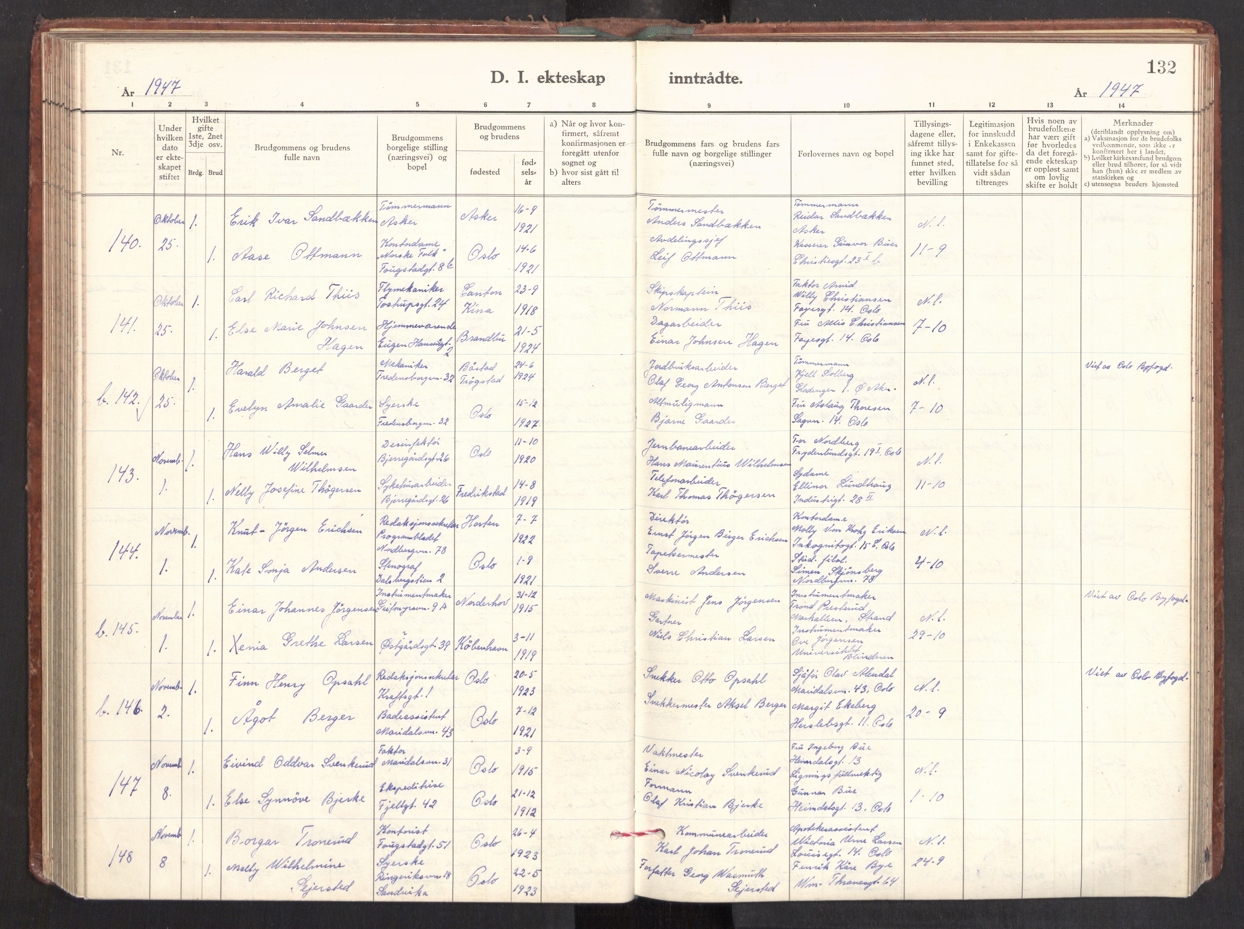 Gamle Aker prestekontor Kirkebøker, AV/SAO-A-10617a/F/L0022: Parish register (official) no. 22, 1941-1952, p. 132