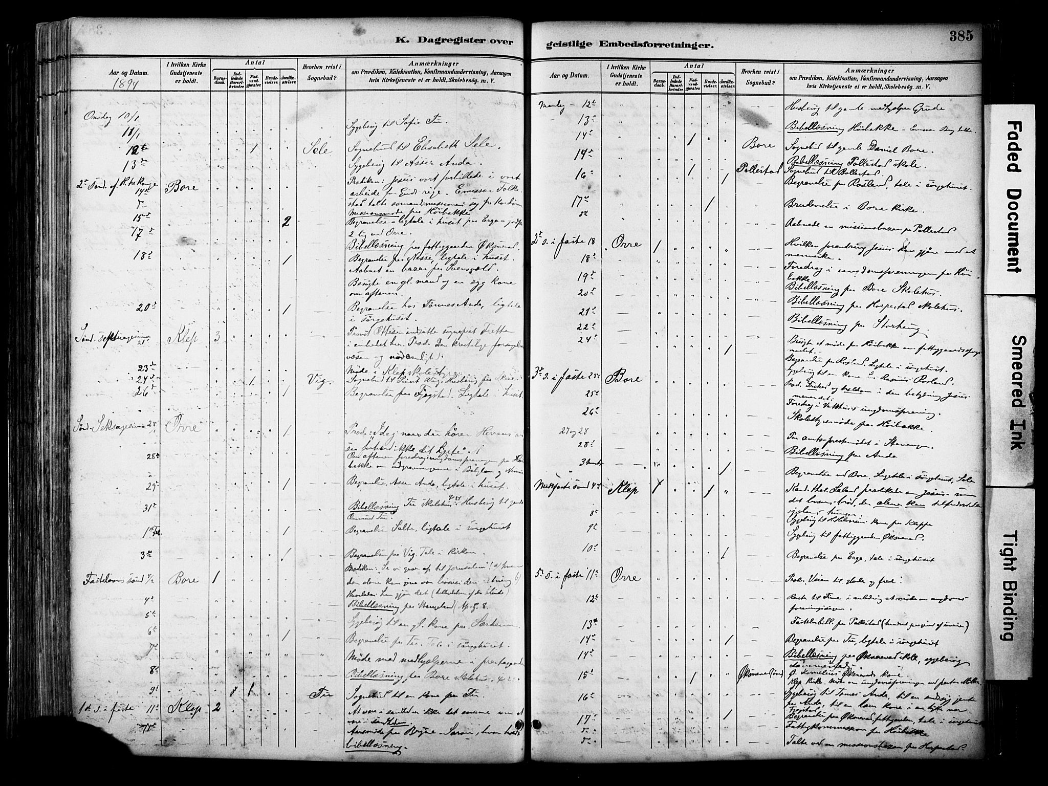 Klepp sokneprestkontor, AV/SAST-A-101803/001/3/30BA/L0009: Parish register (official) no. A 7, 1886-1915, p. 385