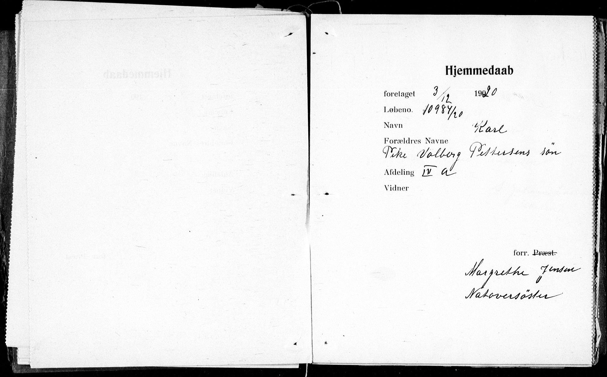 Ullevål sykehus prestekontor Kirkebøker, SAO/A-10542a/K/Ka/L0002: Baptism register no. 2, 1907-1924