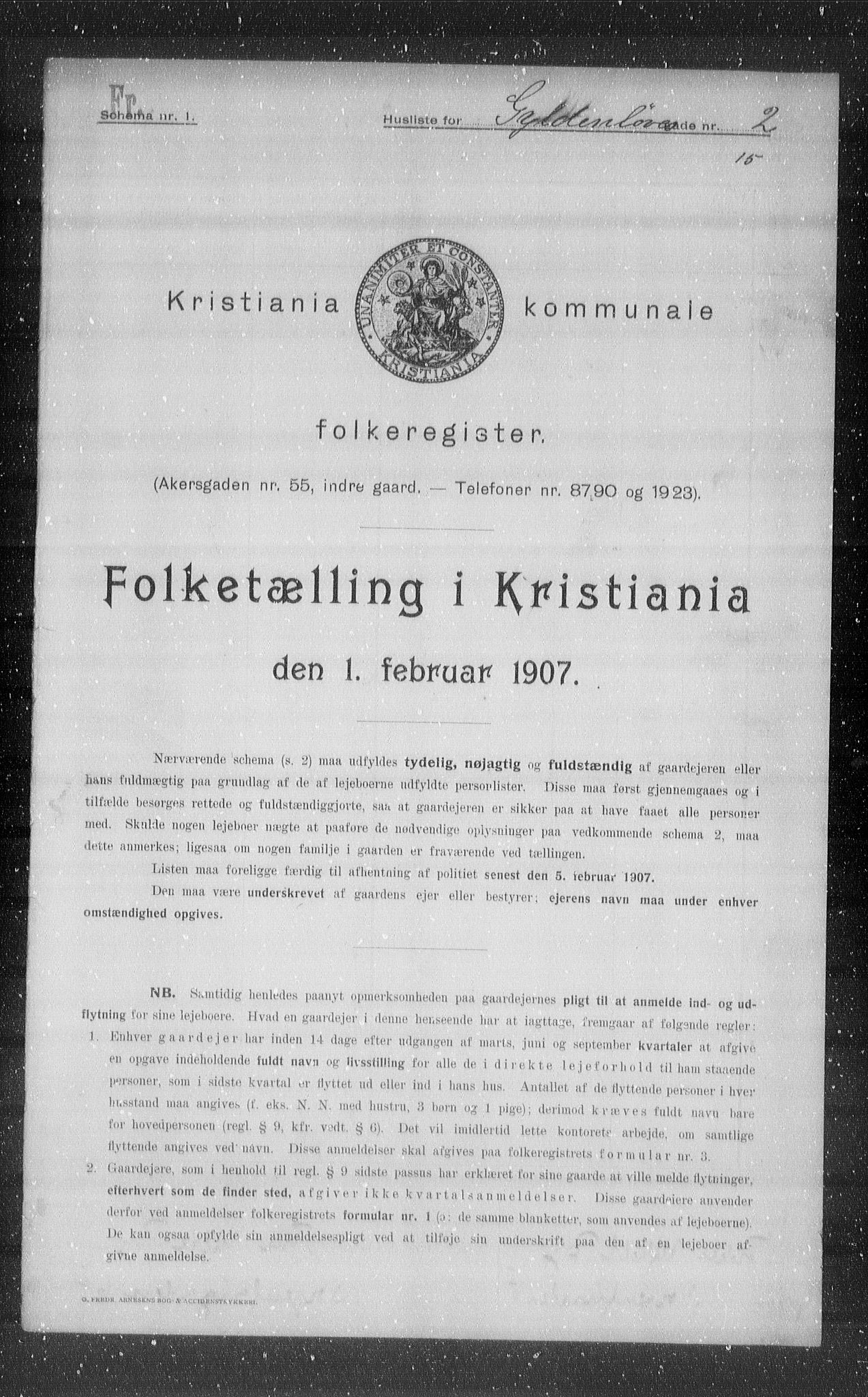 OBA, Municipal Census 1907 for Kristiania, 1907, p. 16638