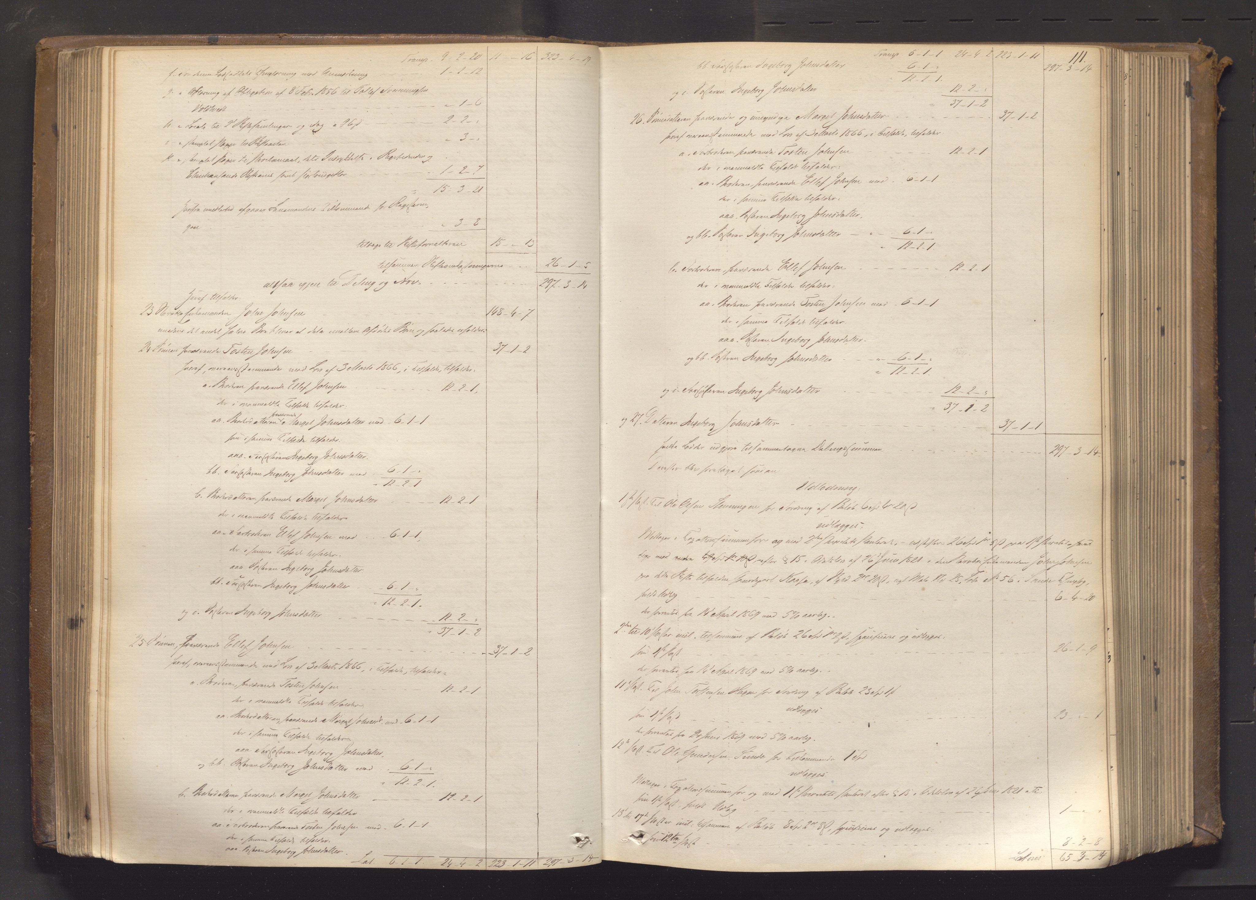Nedre Telemark sorenskriveri, SAKO/A-135/H/Hb/Hbe/L0002: Skifteutlodningsprotokoll, 1867-1878, p. 110b-111a