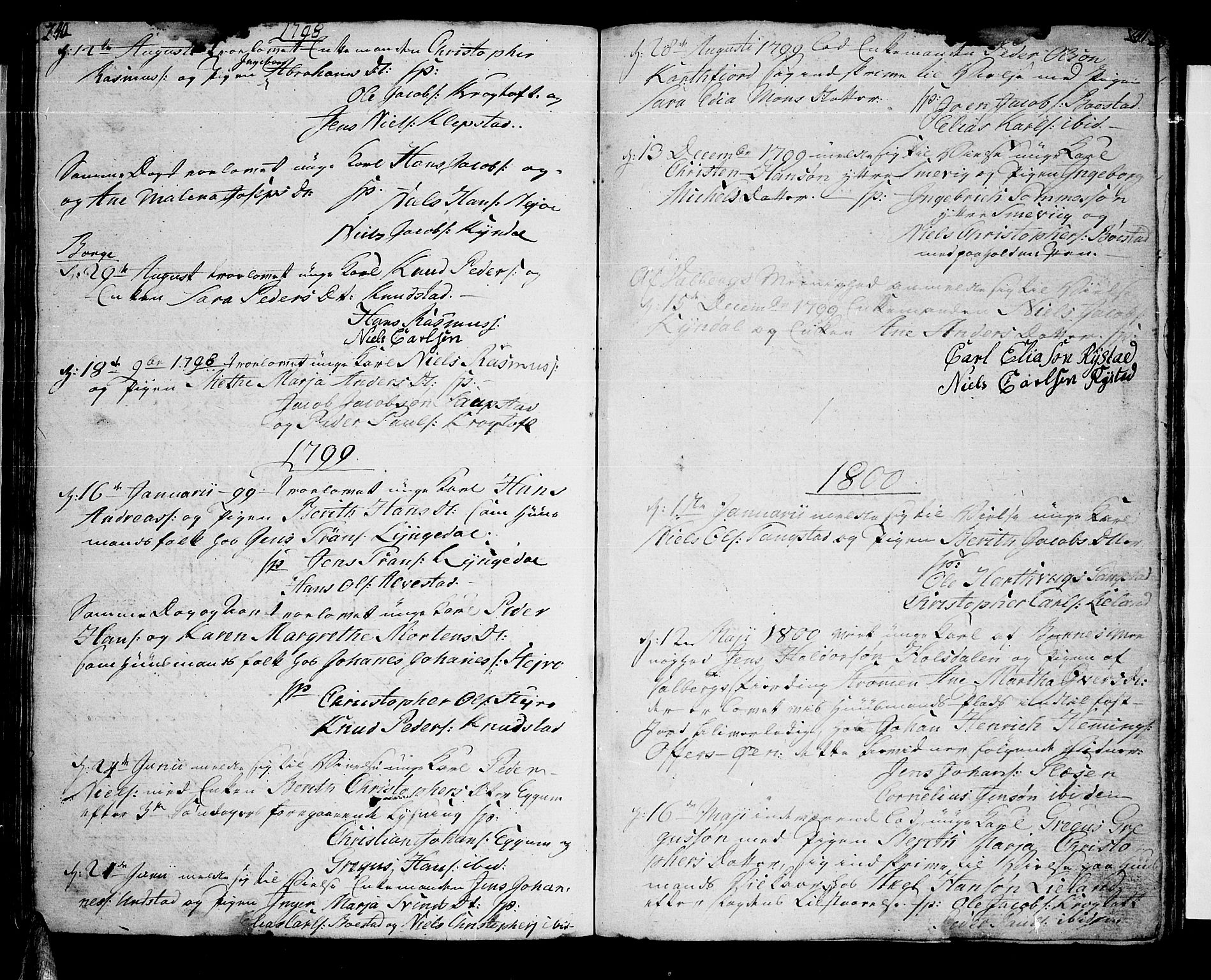 Ministerialprotokoller, klokkerbøker og fødselsregistre - Nordland, SAT/A-1459/880/L1129: Parish register (official) no. 880A03, 1796-1821, p. 240-241