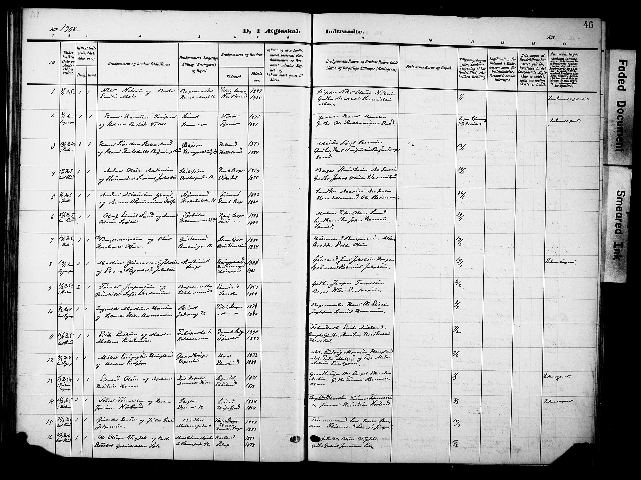 Domkirken sokneprestkontor, SAST/A-101812/001/30/30BB/L0017: Parish register (copy) no. B 17, 1902-1921, p. 46