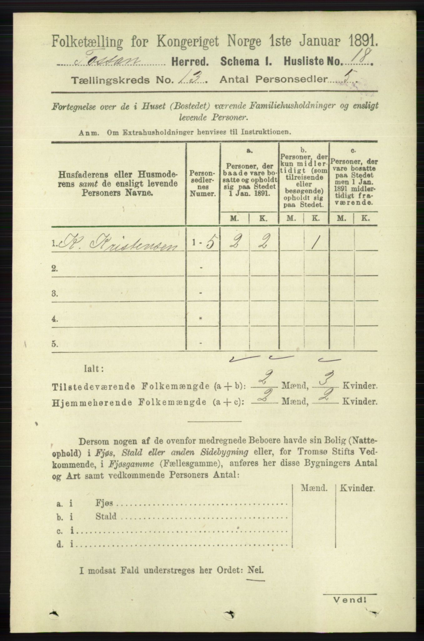 RA, 1891 census for 1129 Forsand, 1891, p. 2042