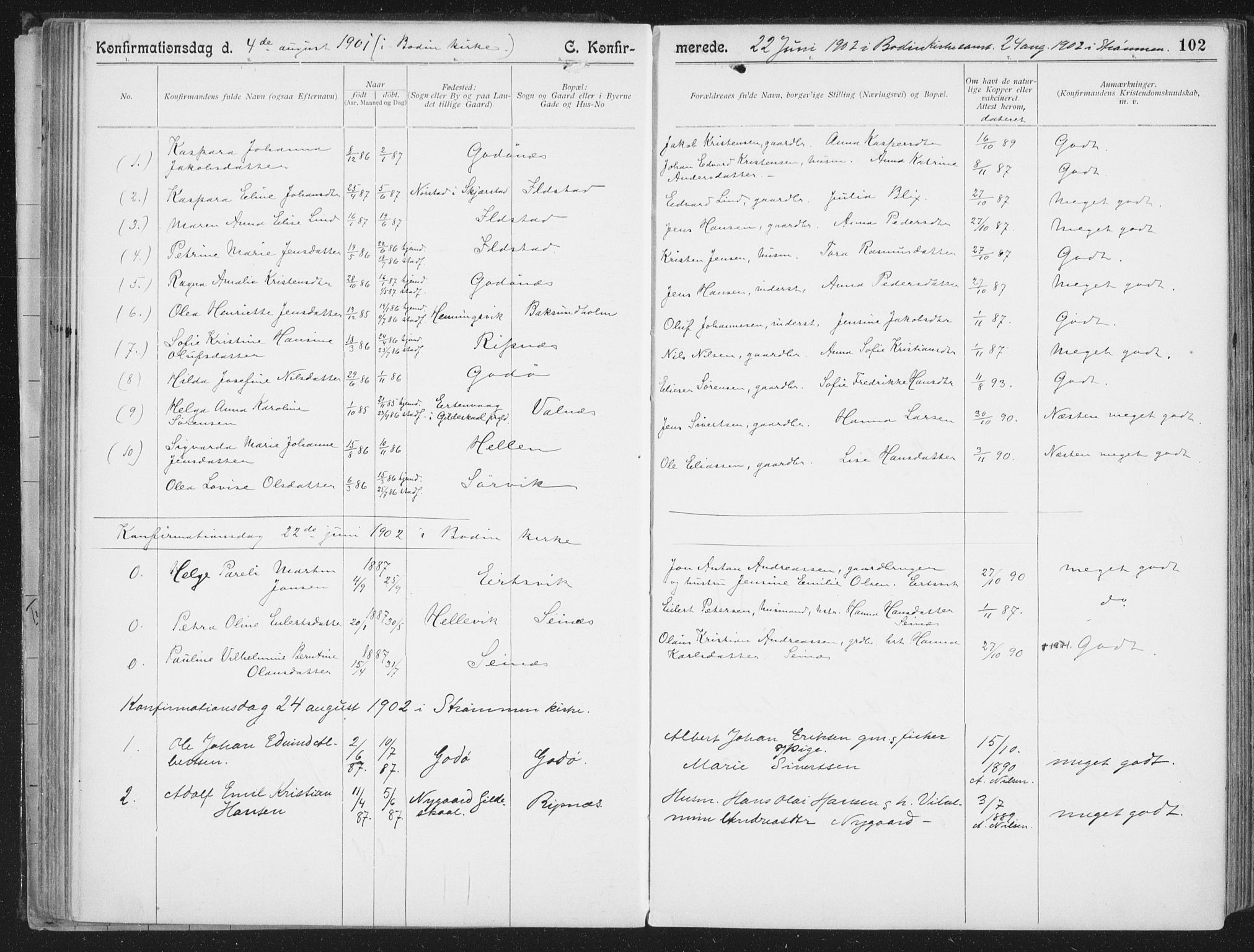 Ministerialprotokoller, klokkerbøker og fødselsregistre - Nordland, SAT/A-1459/804/L0081: Parish register (official) no. 804A02, 1901-1915, p. 102