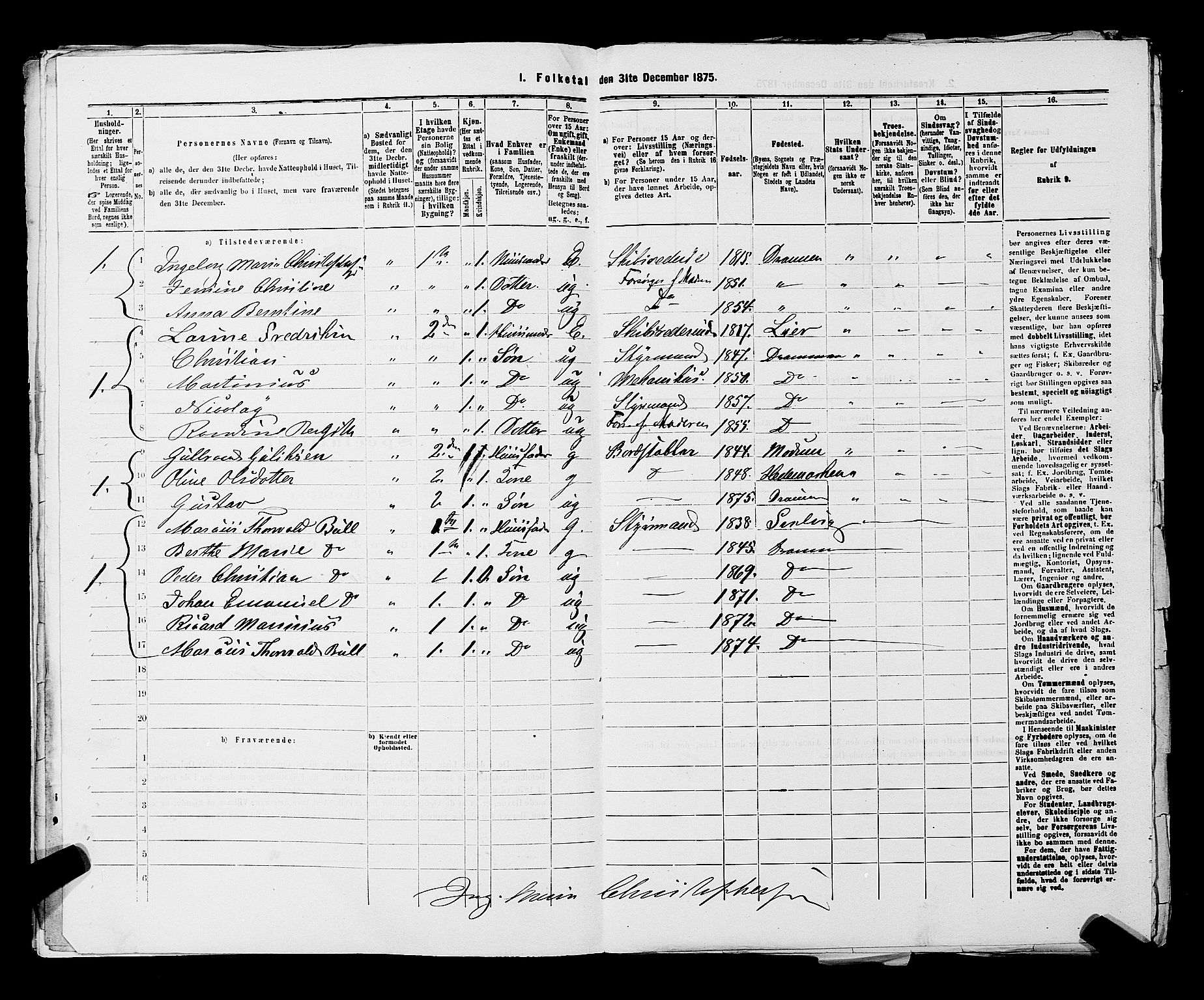 SAKO, 1875 census for 0602 Drammen, 1875, p. 3470