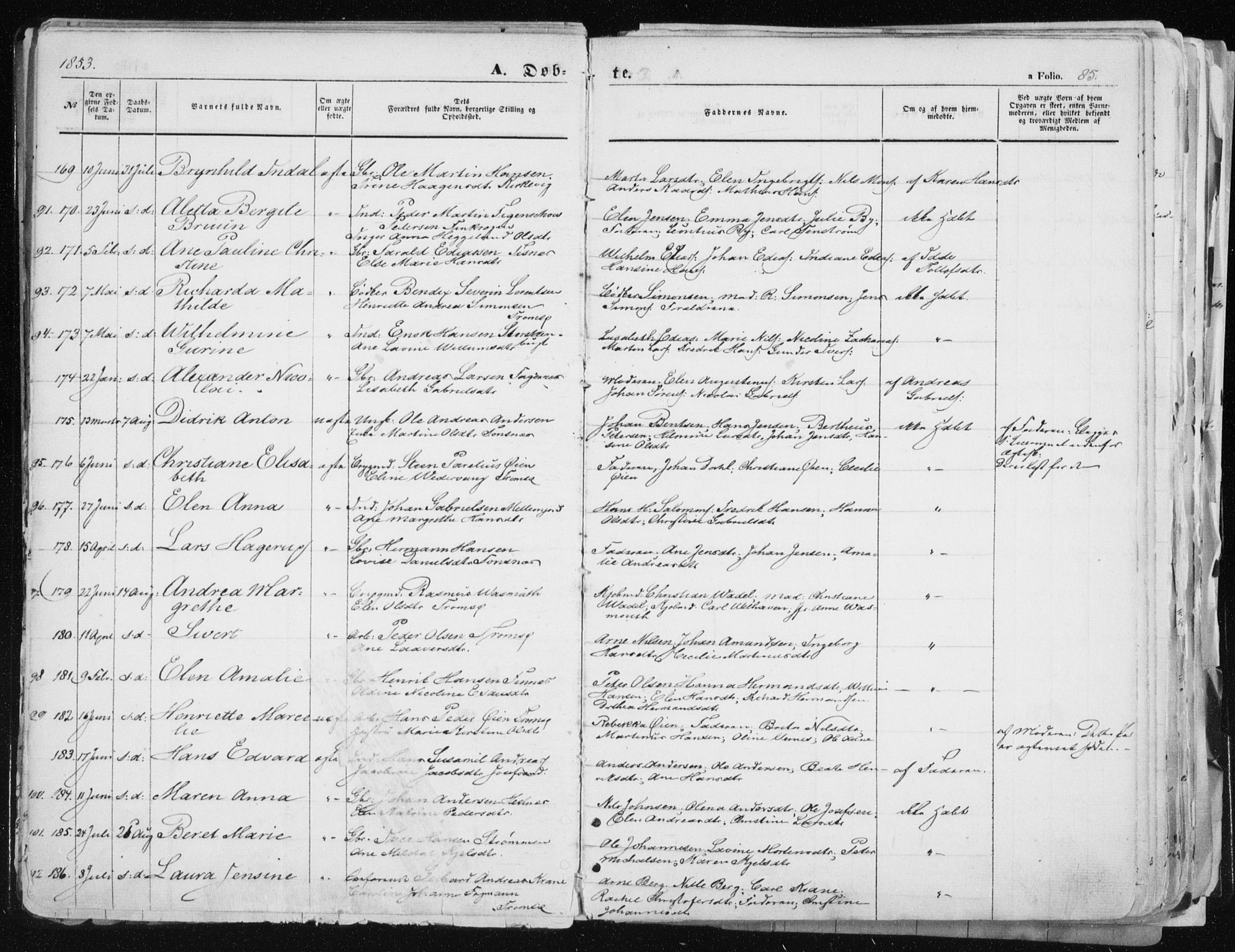 Tromsø sokneprestkontor/stiftsprosti/domprosti, SATØ/S-1343/G/Ga/L0010kirke: Parish register (official) no. 10, 1848-1855, p. 85