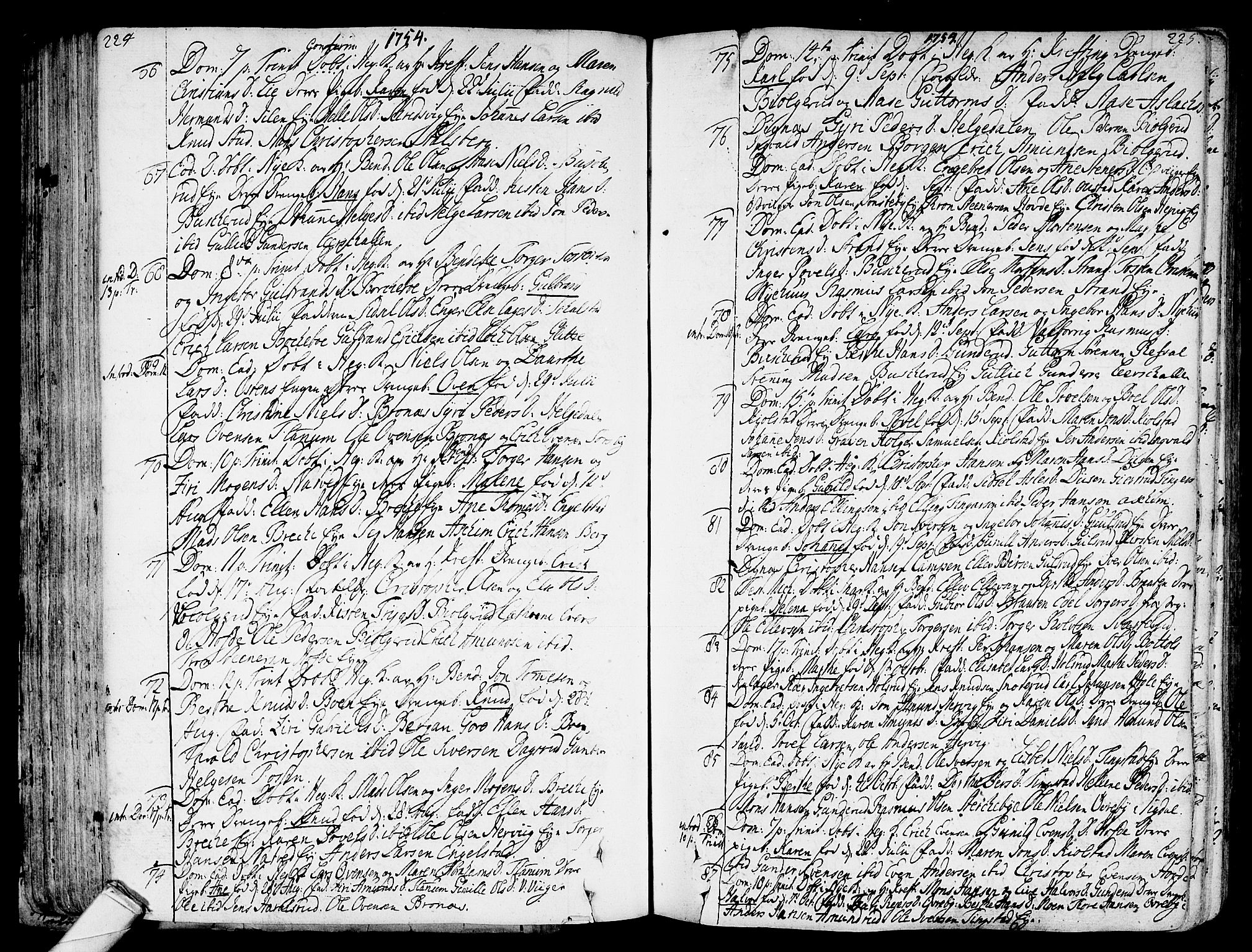 Modum kirkebøker, AV/SAKO-A-234/F/Fa/L0002: Parish register (official) no. 2, 1741-1782, p. 224-225