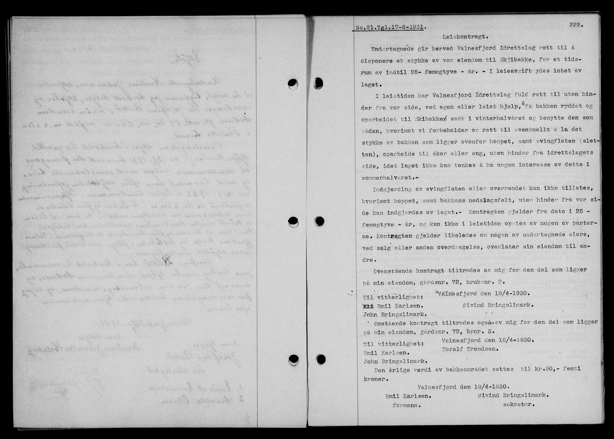 Salten sorenskriveri, SAT/A-4578/1/2/2C/L0060: Mortgage book no. 50, 1931-1931, Deed date: 17.08.1931