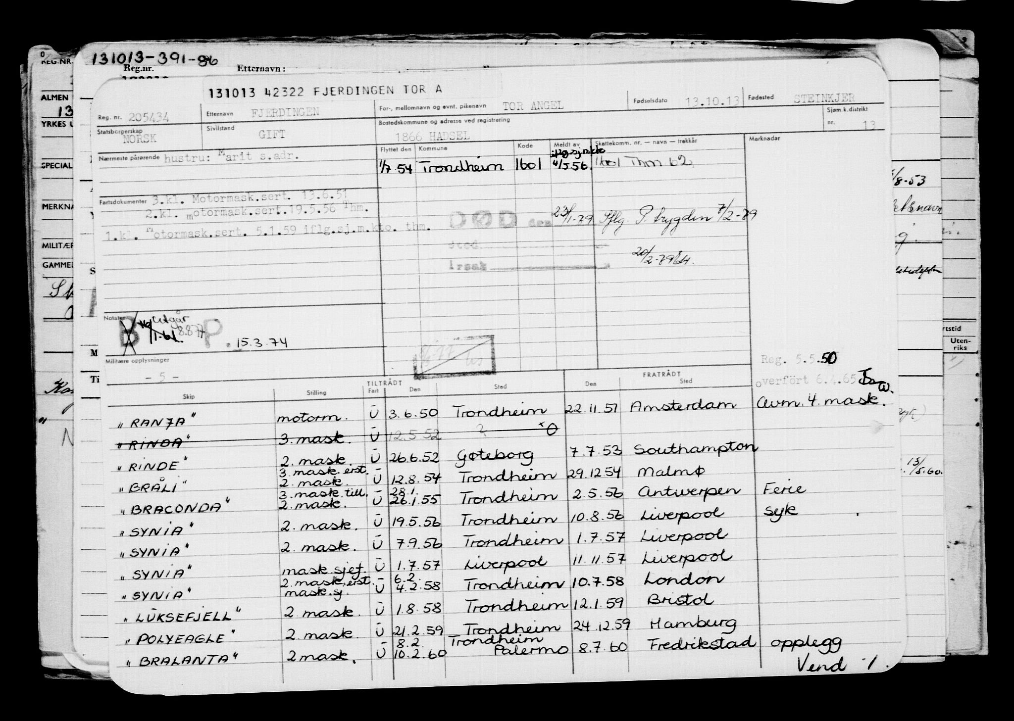 Direktoratet for sjømenn, AV/RA-S-3545/G/Gb/L0116: Hovedkort, 1913, p. 35