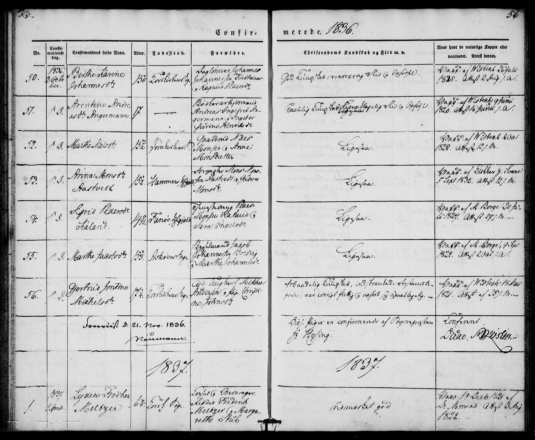 Korskirken sokneprestembete, SAB/A-76101/H/Haa/L0025: Parish register (official) no. C 1, 1836-1842, p. 56