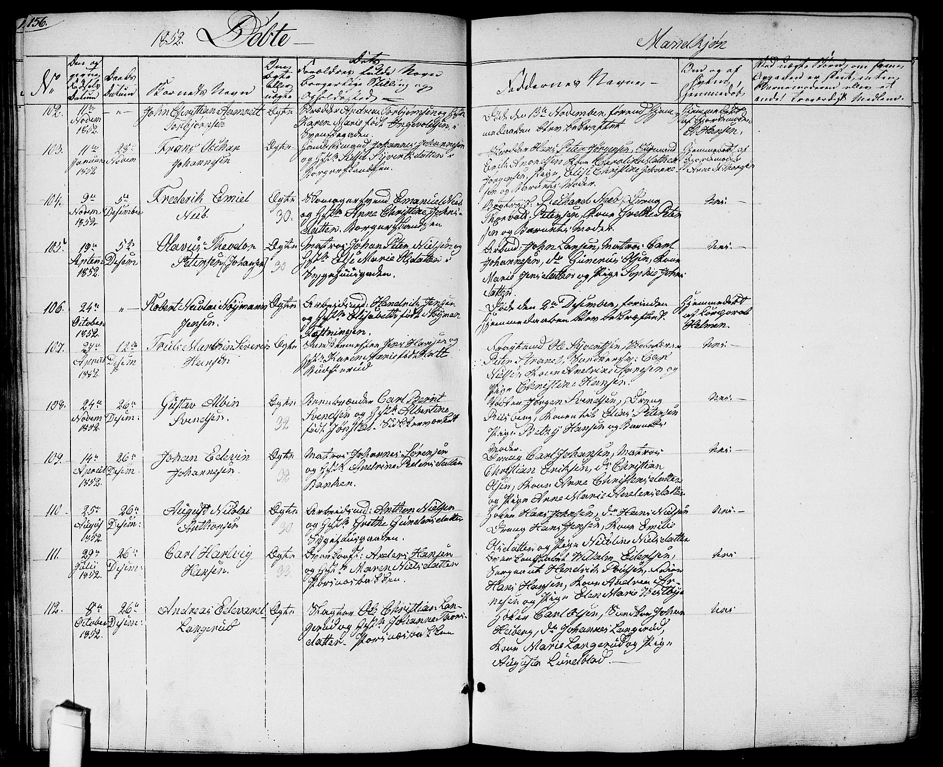 Halden prestekontor Kirkebøker, AV/SAO-A-10909/G/Ga/L0004: Parish register (copy) no. 4, 1845-1854, p. 156