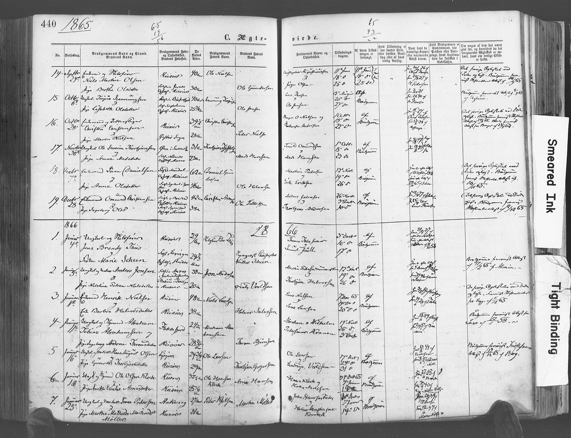 Risør sokneprestkontor, AV/SAK-1111-0035/F/Fa/L0004: Parish register (official) no. A 4, 1865-1882, p. 440