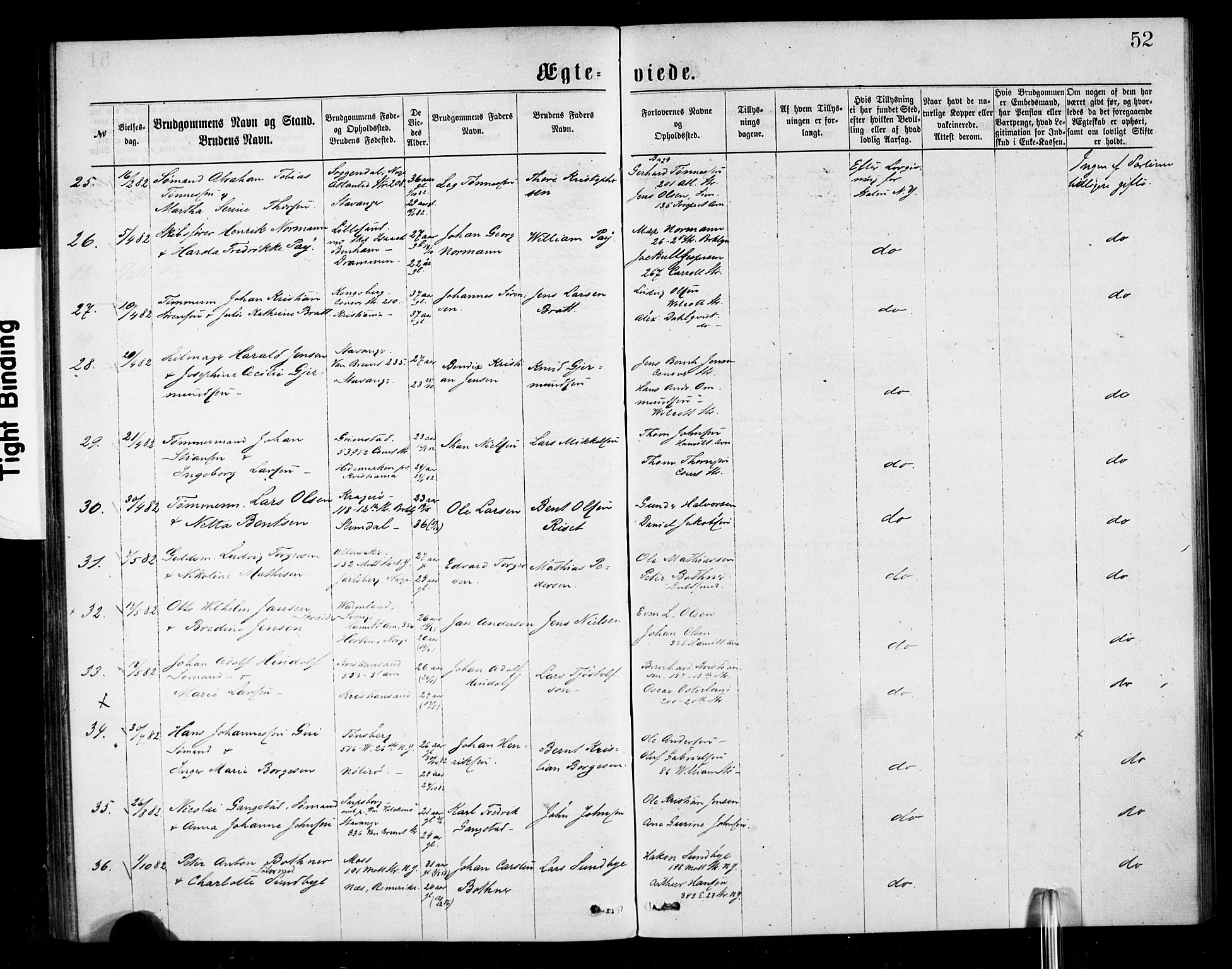 Den norske sjømannsmisjon i utlandet/New York, SAB/SAB/PA-0110/H/Ha/L0001: Parish register (official) no. A 1, 1878-1885, p. 52