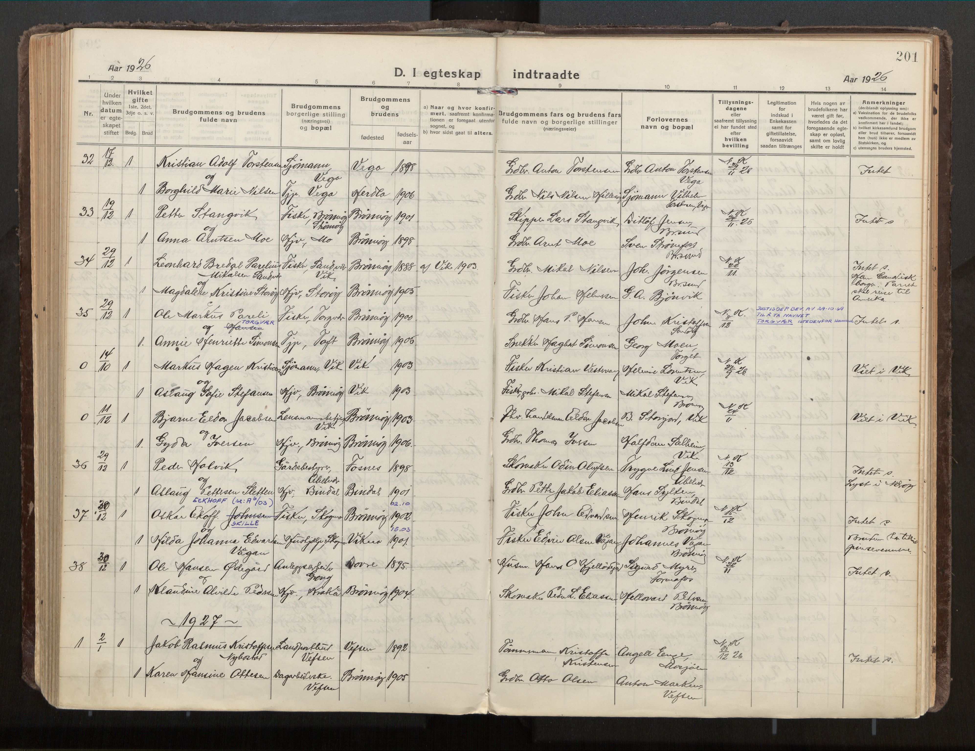 Ministerialprotokoller, klokkerbøker og fødselsregistre - Nordland, AV/SAT-A-1459/813/L0207a: Parish register (official) no. 813A18, 1919-1927, p. 201